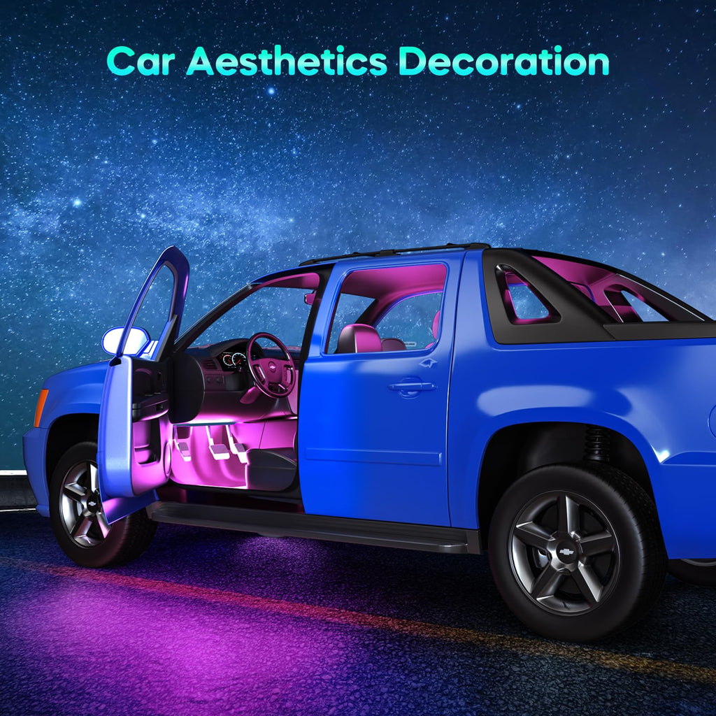 Car Interior LED Lights — Music Sync App Control Color Changing USB Strip Lights for Car & Truck