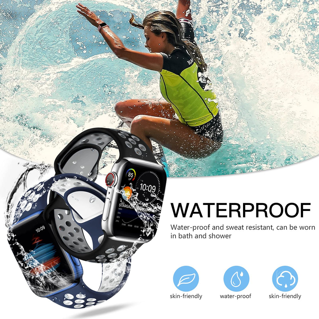 Apple Watch Sport Bands 4 Pack — Breathable Silicone Straps for Series 1-11, SE & Ultra 38mm-49mm