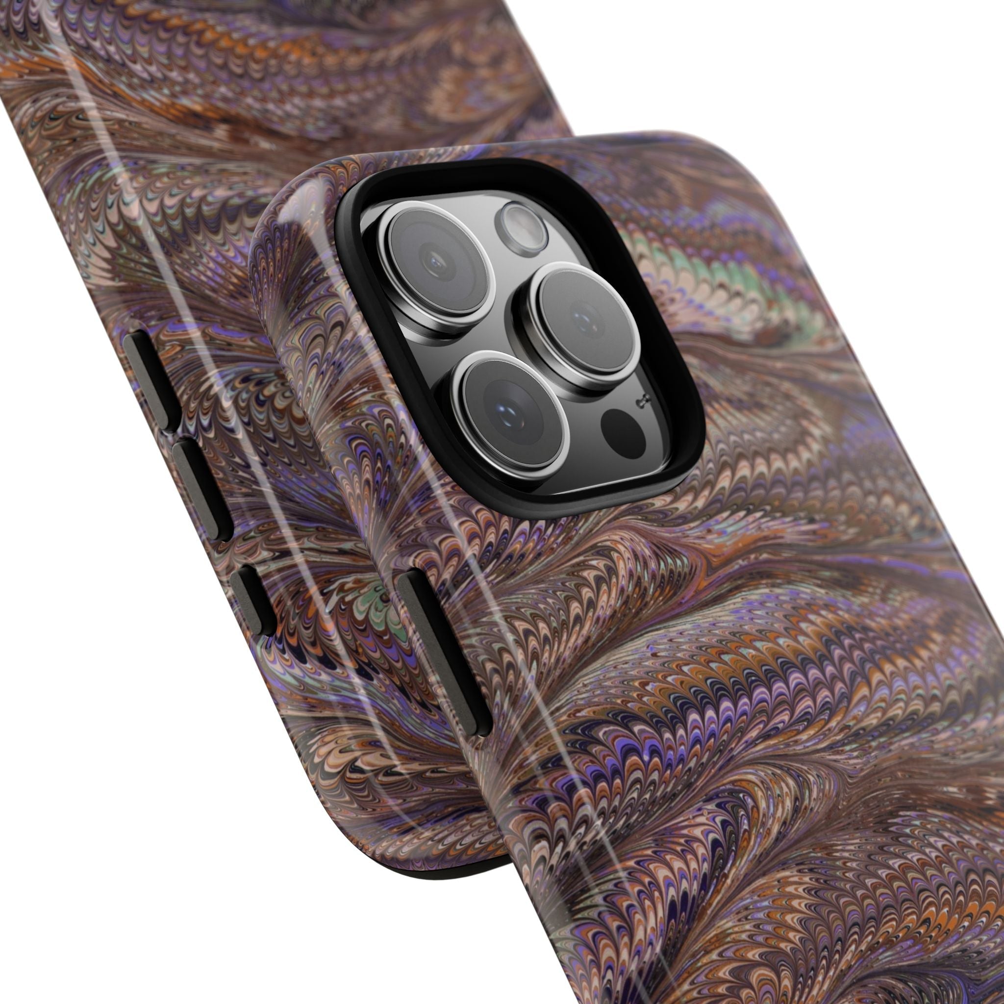 Lavender + Brown Italian Marble Design - Dual Layer Tough Phone Cases