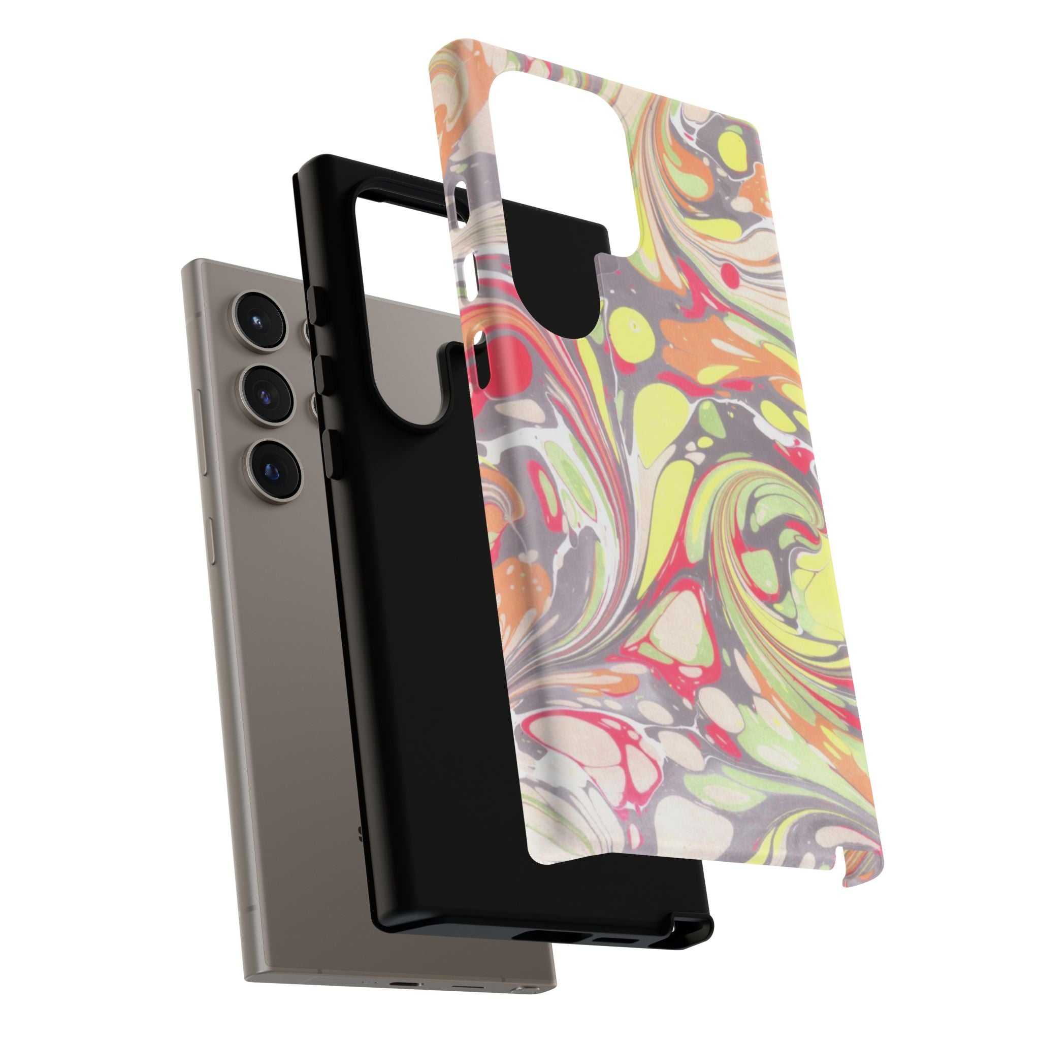 Yellow and Pink Swirl Marbled Italian Phone Case - Dual Layer - Matte or Glossy