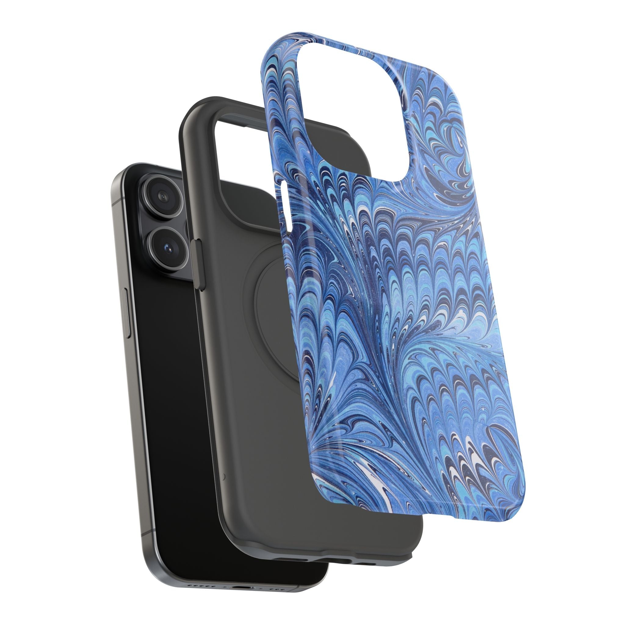 Blue Marbled Swirl Phone Case - Dual Layer Case