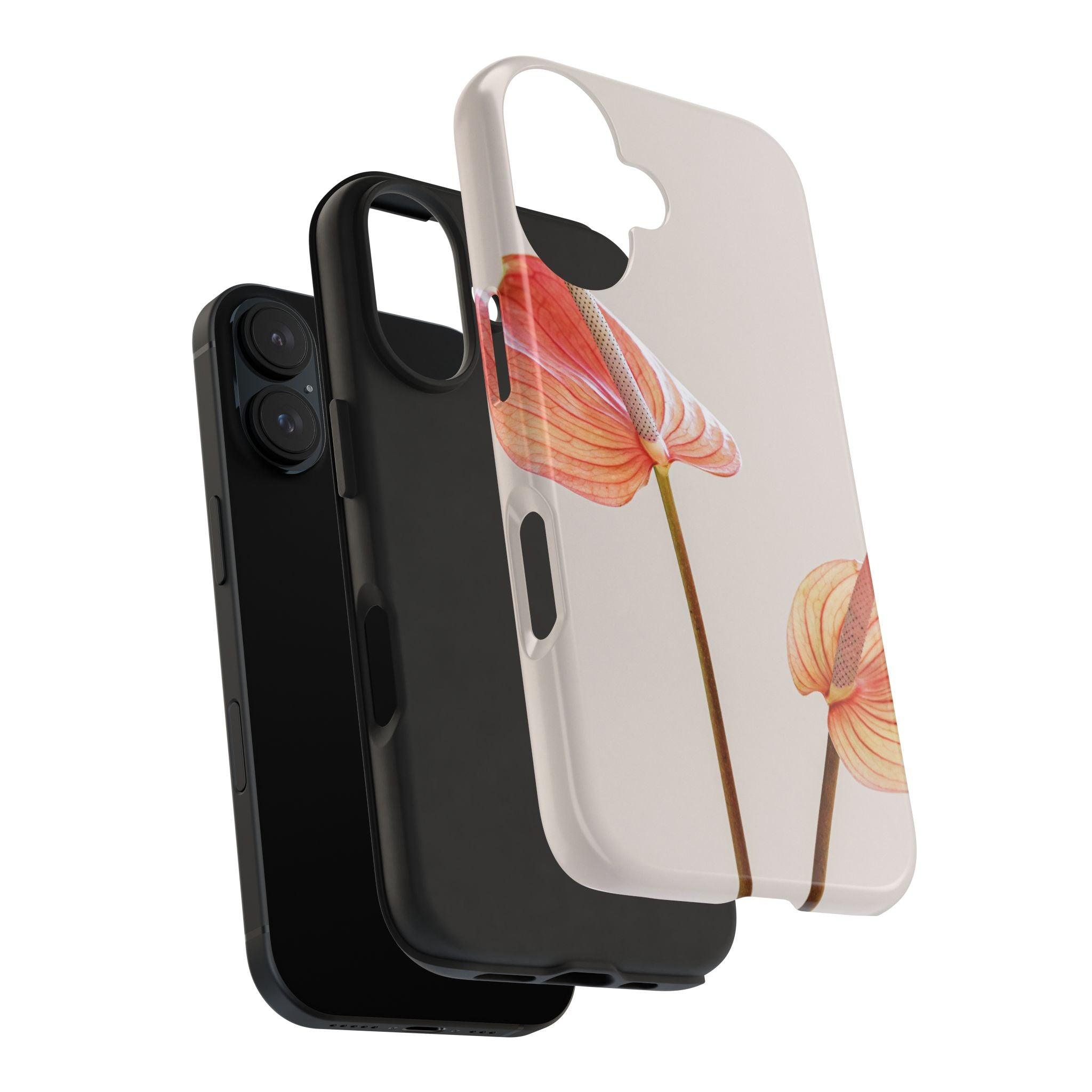 Orange Flower with Leaves Tough Phone Cases