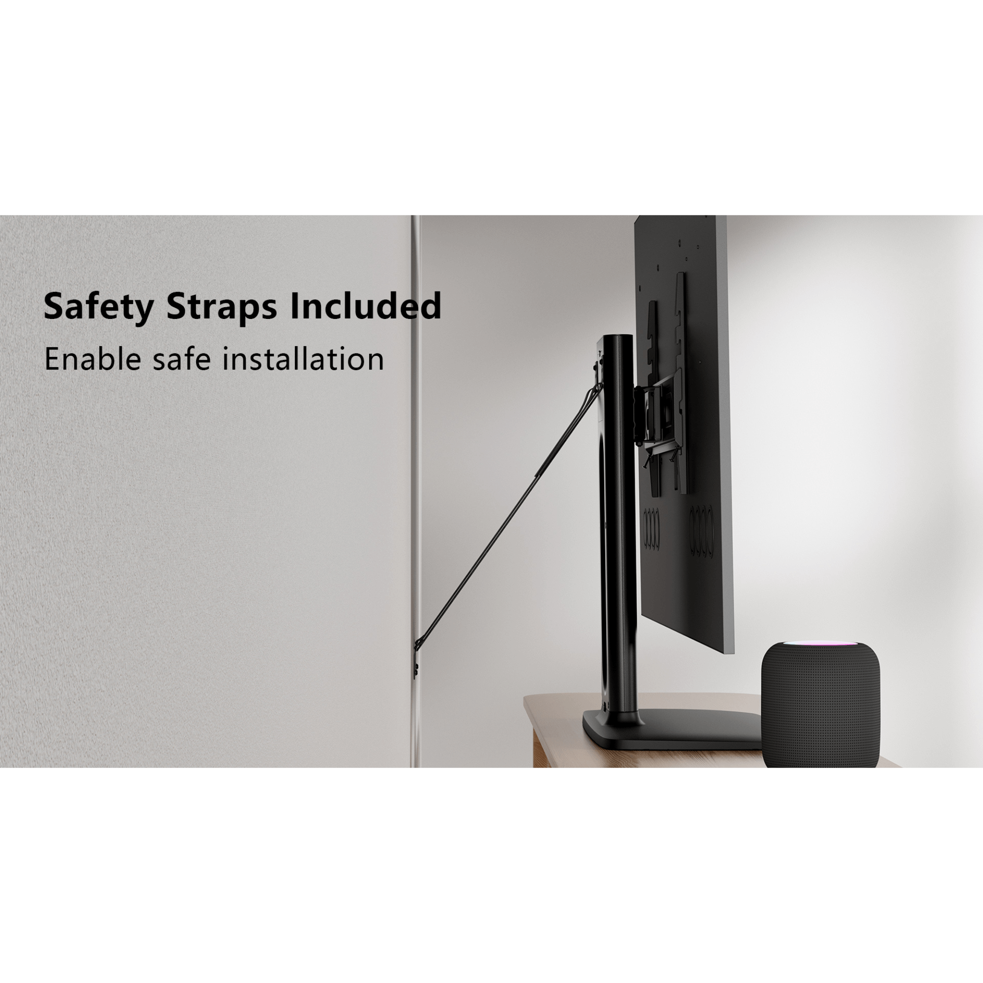 ErgoAV Tabletop TV Stand with Swivel for up to 86" TVs with Storage Compartment