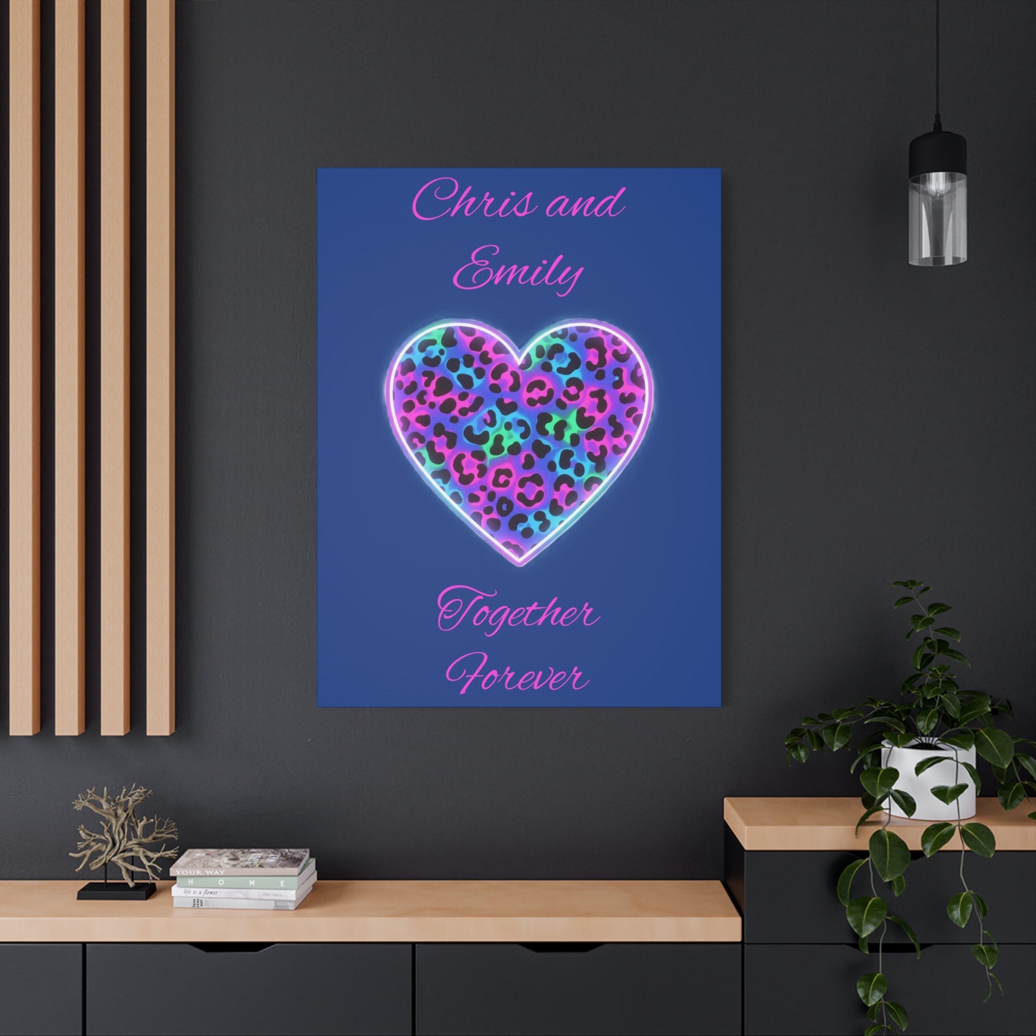 Personalized Neon Leopard Heart Canvas - Make it your own