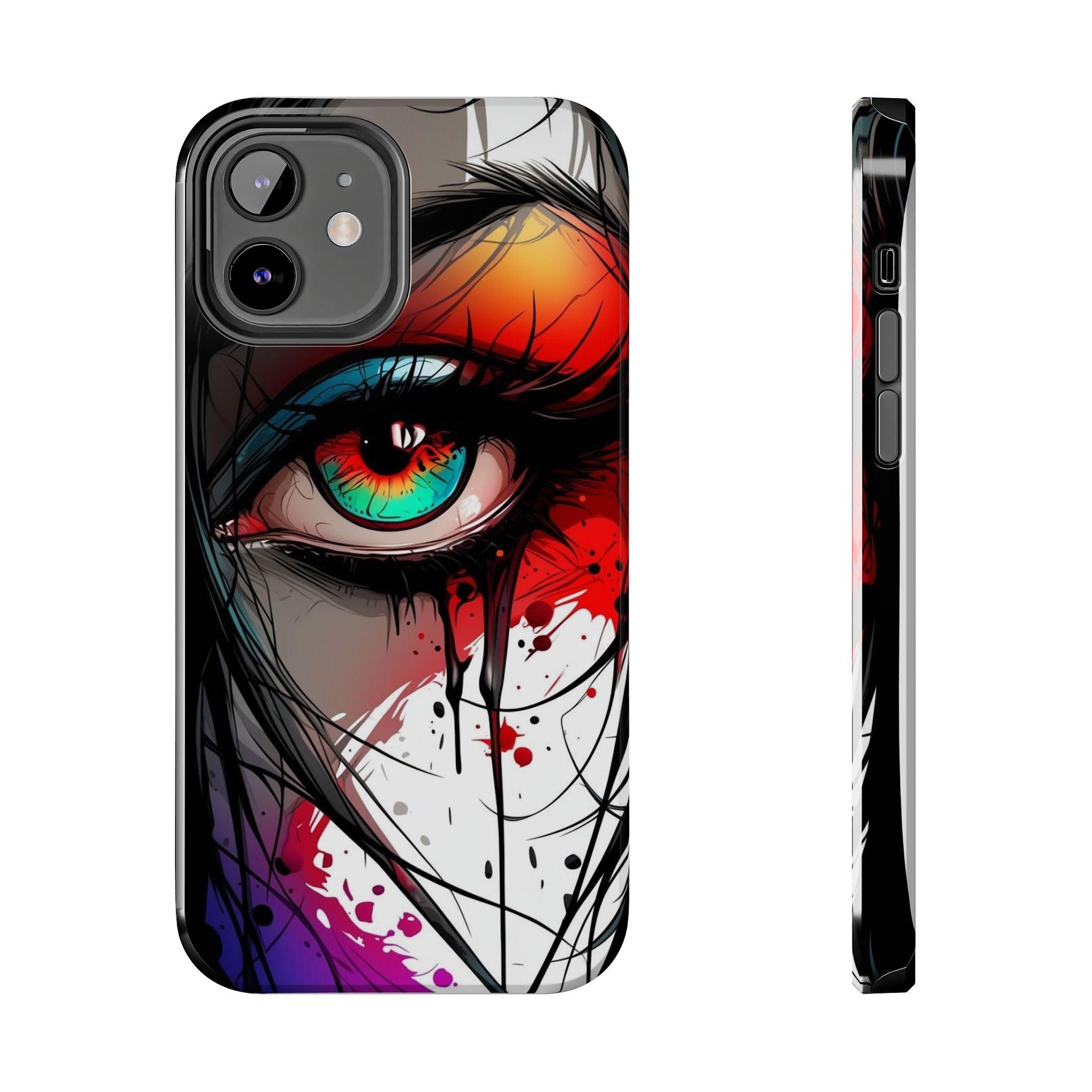 Girl Colorful Eye Painted Printed Tough Phone Case for iPhone & Samsung Galaxy - Artistic & Vibrant Design