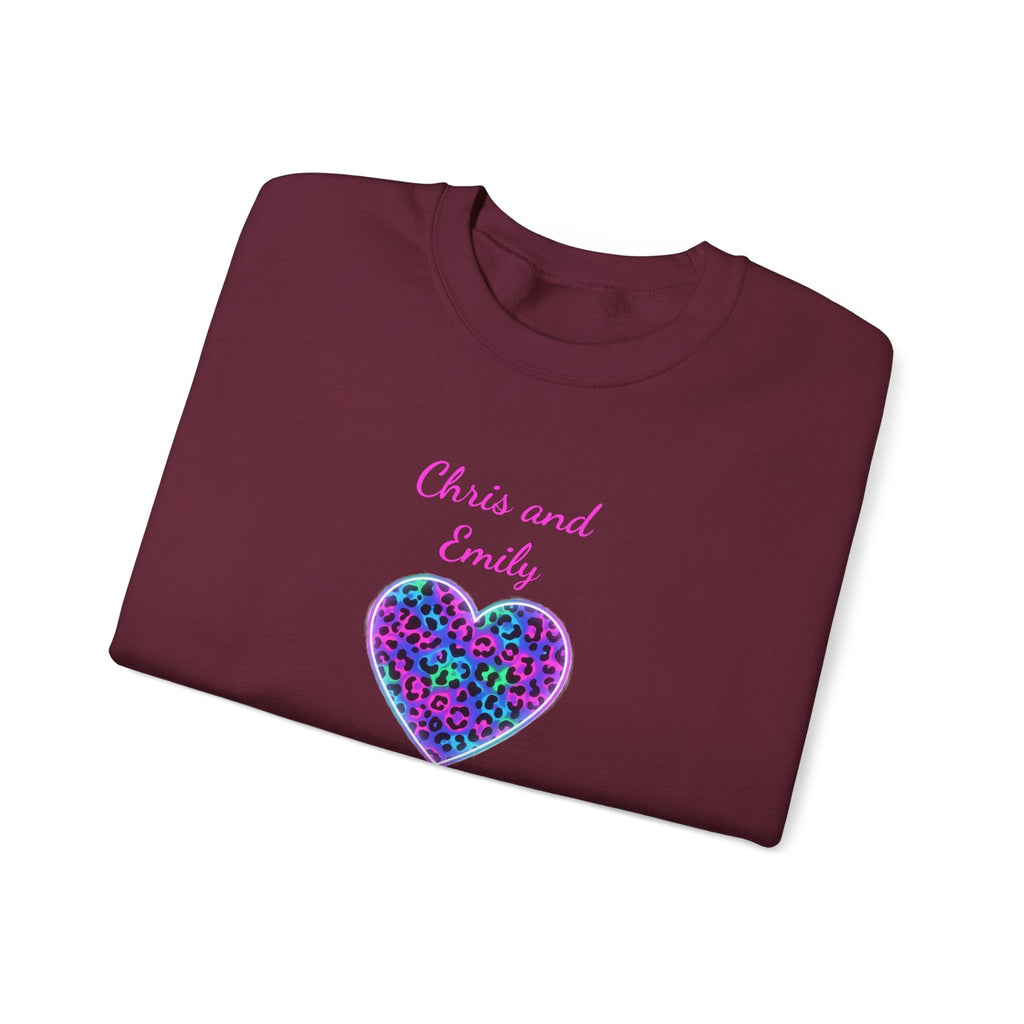 Personalized Heart Crewneck Sweatshirt - Customizable Couple Pullover