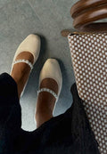 Albi Mary Jane Flat In White