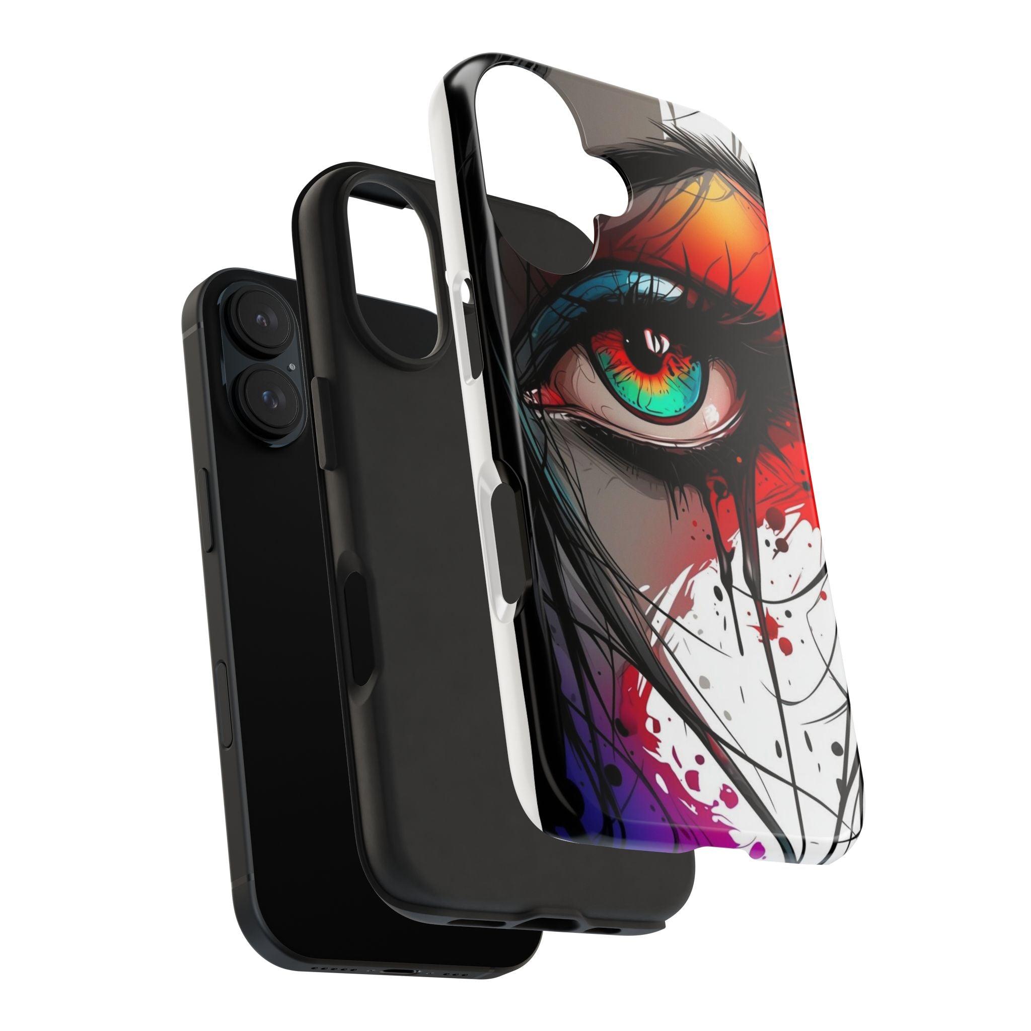 Girl Colorful Eye Painted Printed Tough Phone Case for iPhone & Samsung Galaxy - Artistic & Vibrant Design