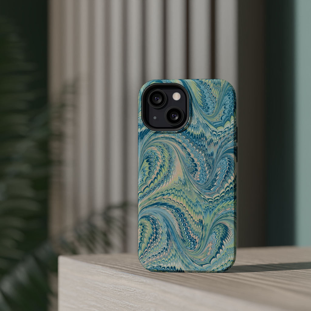 Aqua + Green Marble Phone Case - Impact-Resistant MAG SAFE - Dual Cover Design
