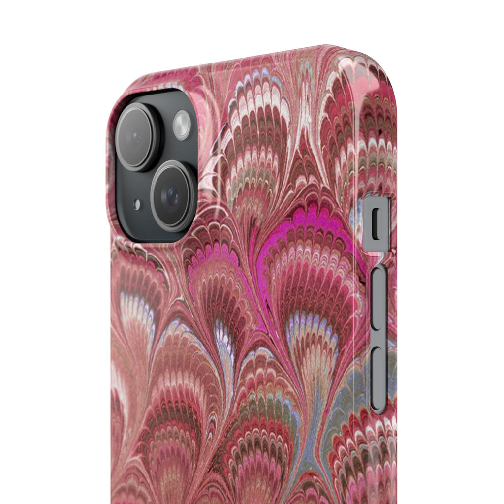 Shades of Bright Pink Feather Marbled Phone Case - Single Layer Slim Case