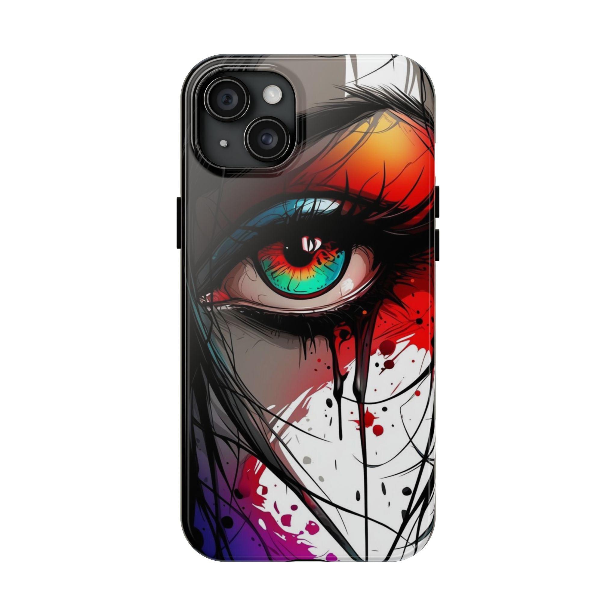 Girl Colorful Eye Painted Printed Tough Phone Case for iPhone & Samsung Galaxy - Artistic & Vibrant Design