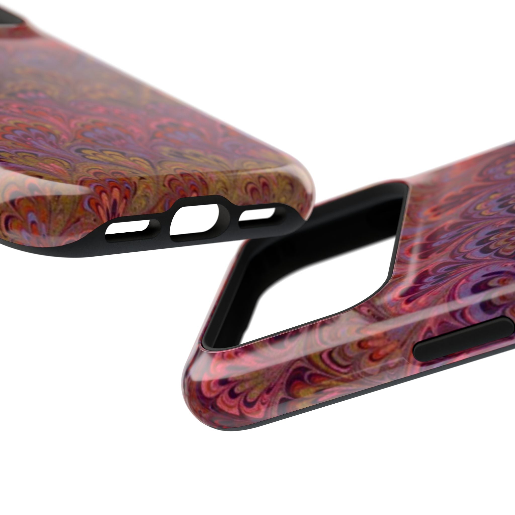 Red, Burgundy, Lavender Italian Peacock Feather Design Phone Case