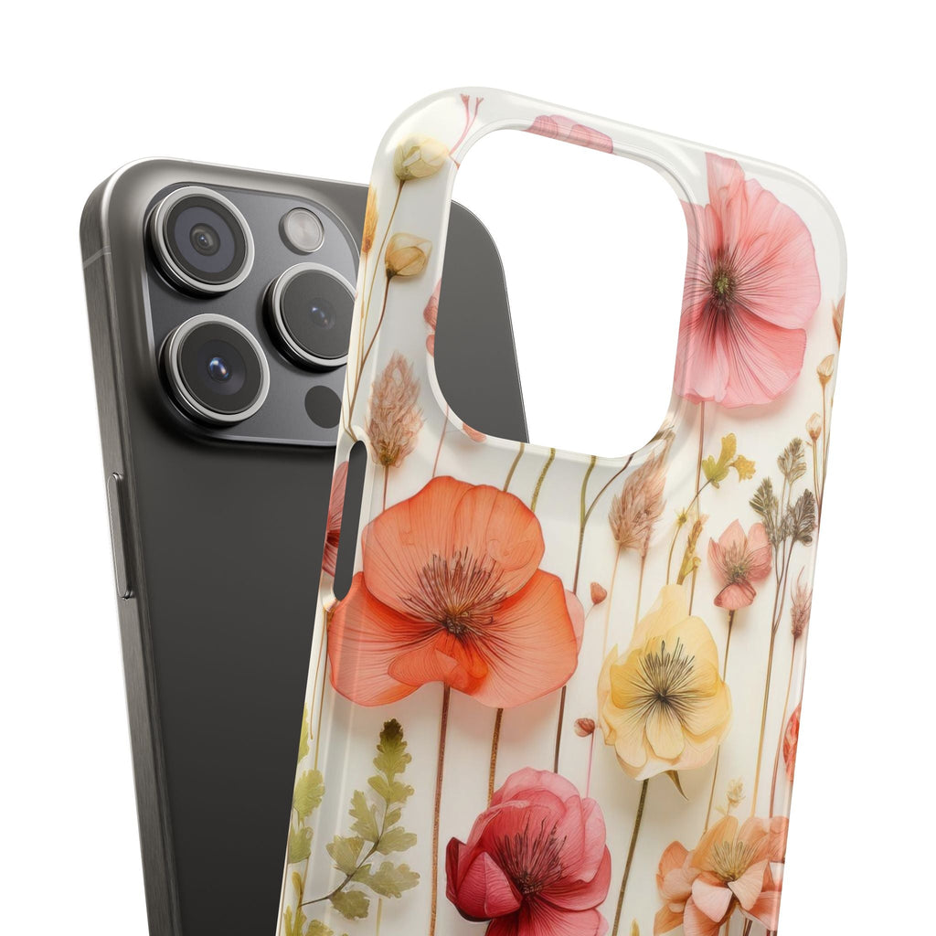 Pink Floral Pressed Flowers - Slim Case
