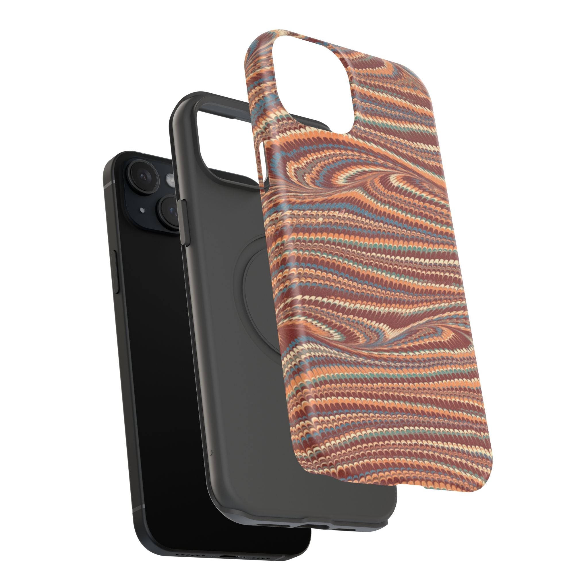 Neutrals Burgundy, Beige, Rust Hues Italian Vintage Marble Design Phone Case for Apple + Samsung
