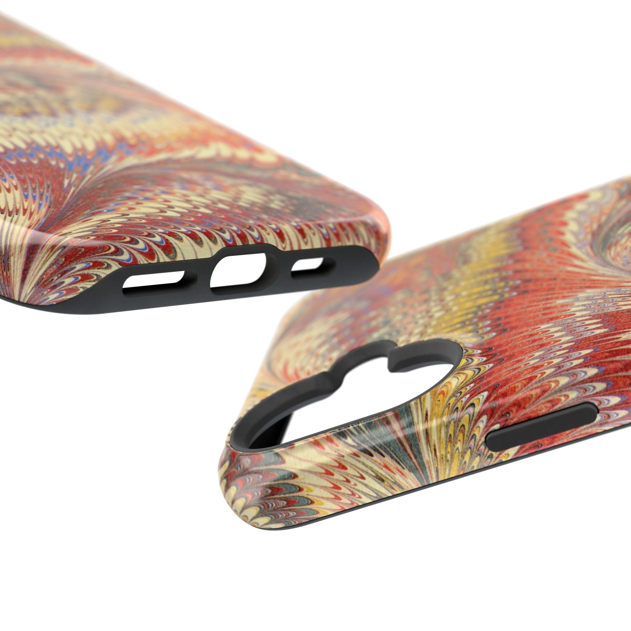 Rust + Gold Italian Marbled Design Magnetic MAG SAFE - Dual Layer Case - Glossy or Matte