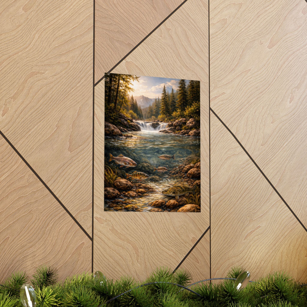 Scenic Trout Stream Matte Poster — Mountain River Landscape Wall Art