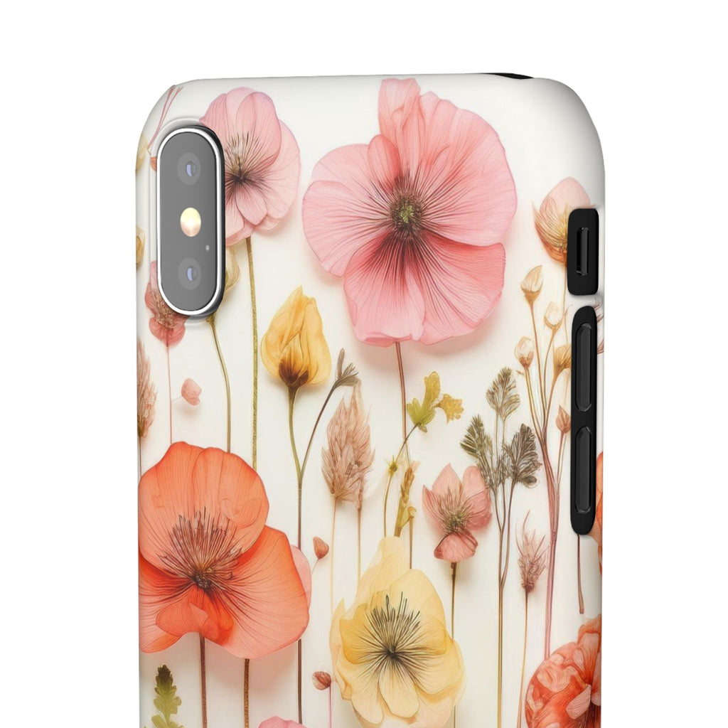 Pink Floral Pressed Flowers - Slim Case