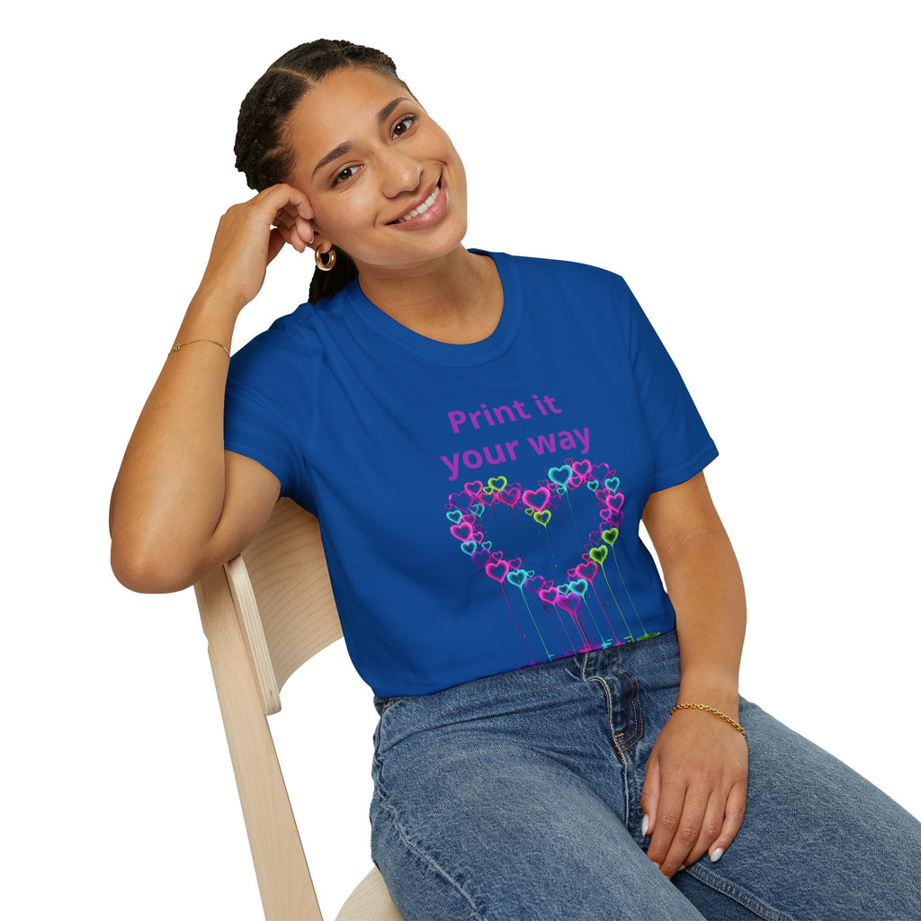 Print It Your Way Heart T-Shirt — Colorful Drip Heart Graphic Tee
