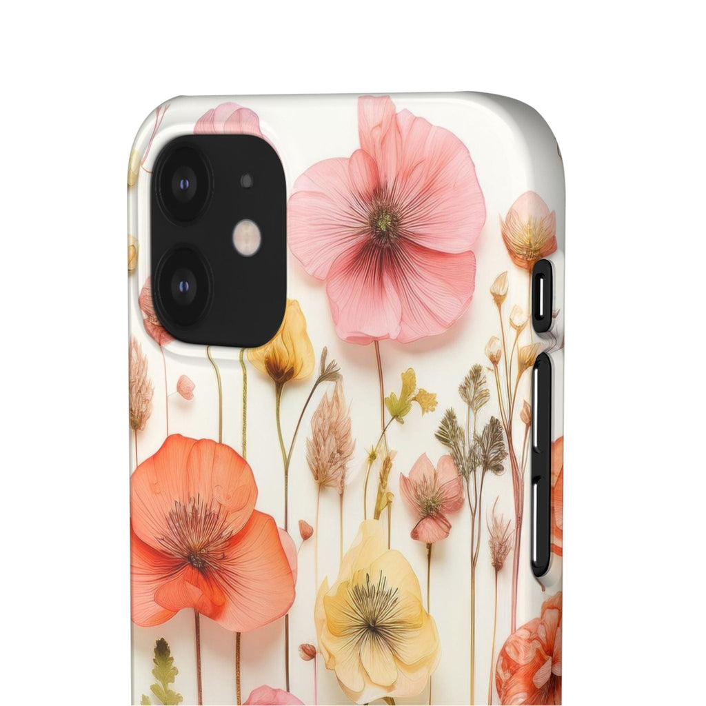 Pink Floral Pressed Flowers - Slim Case