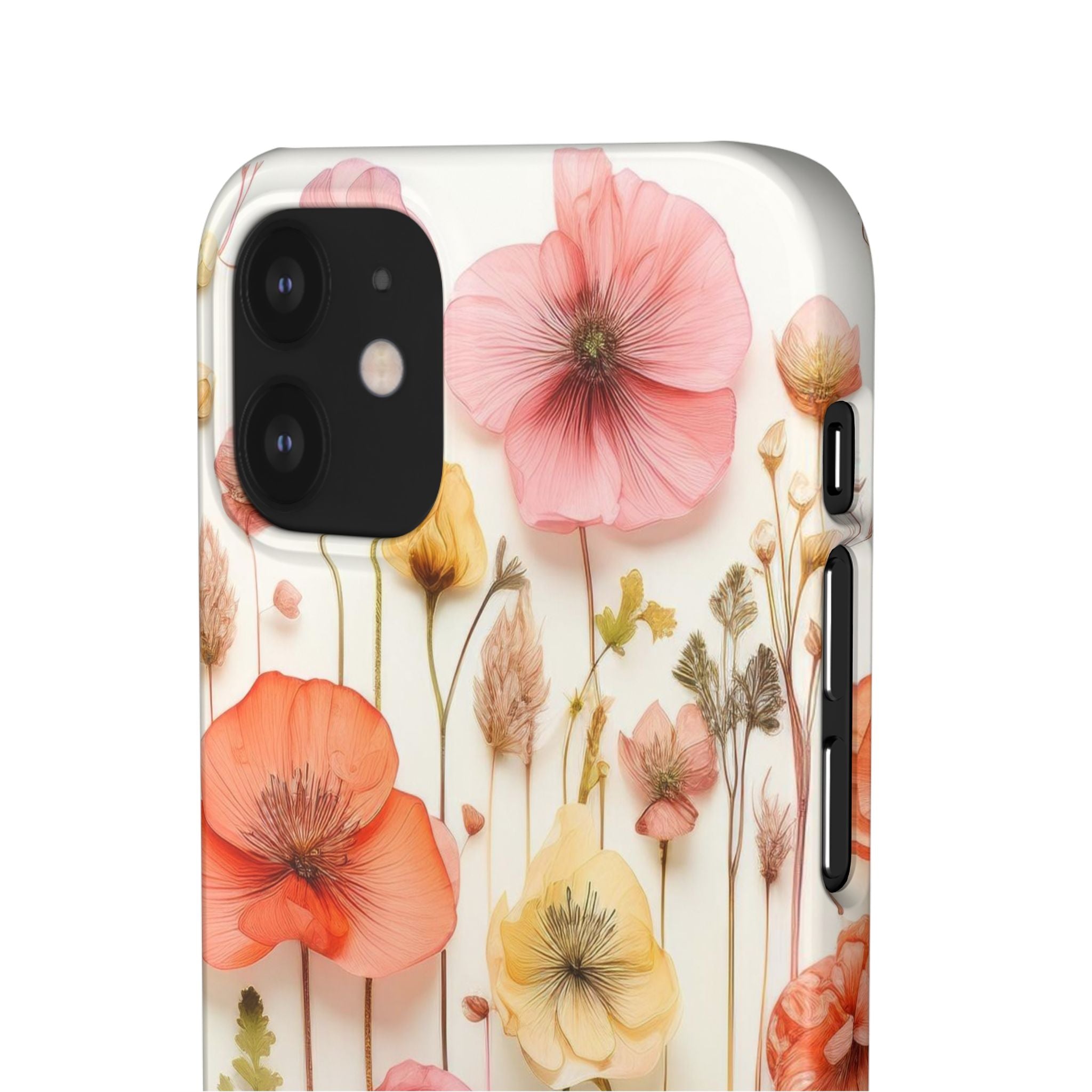 Pink Floral Pressed Flowers - Slim Case