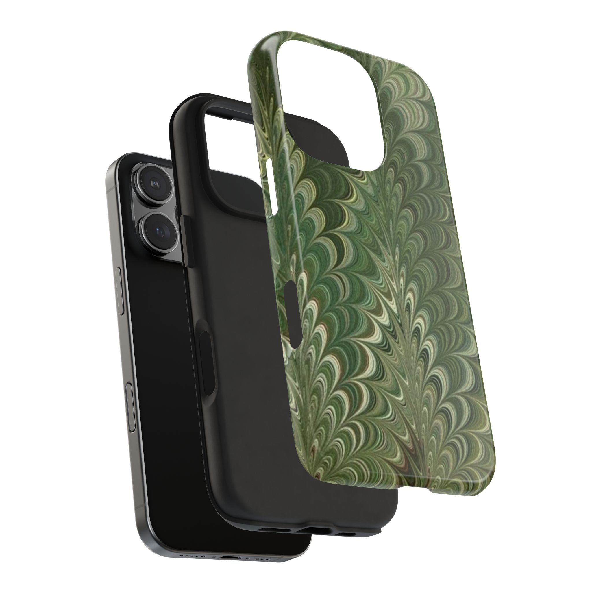 Deep Green Marble Italian Tough Phone Case — Durable Marbled Phone Case