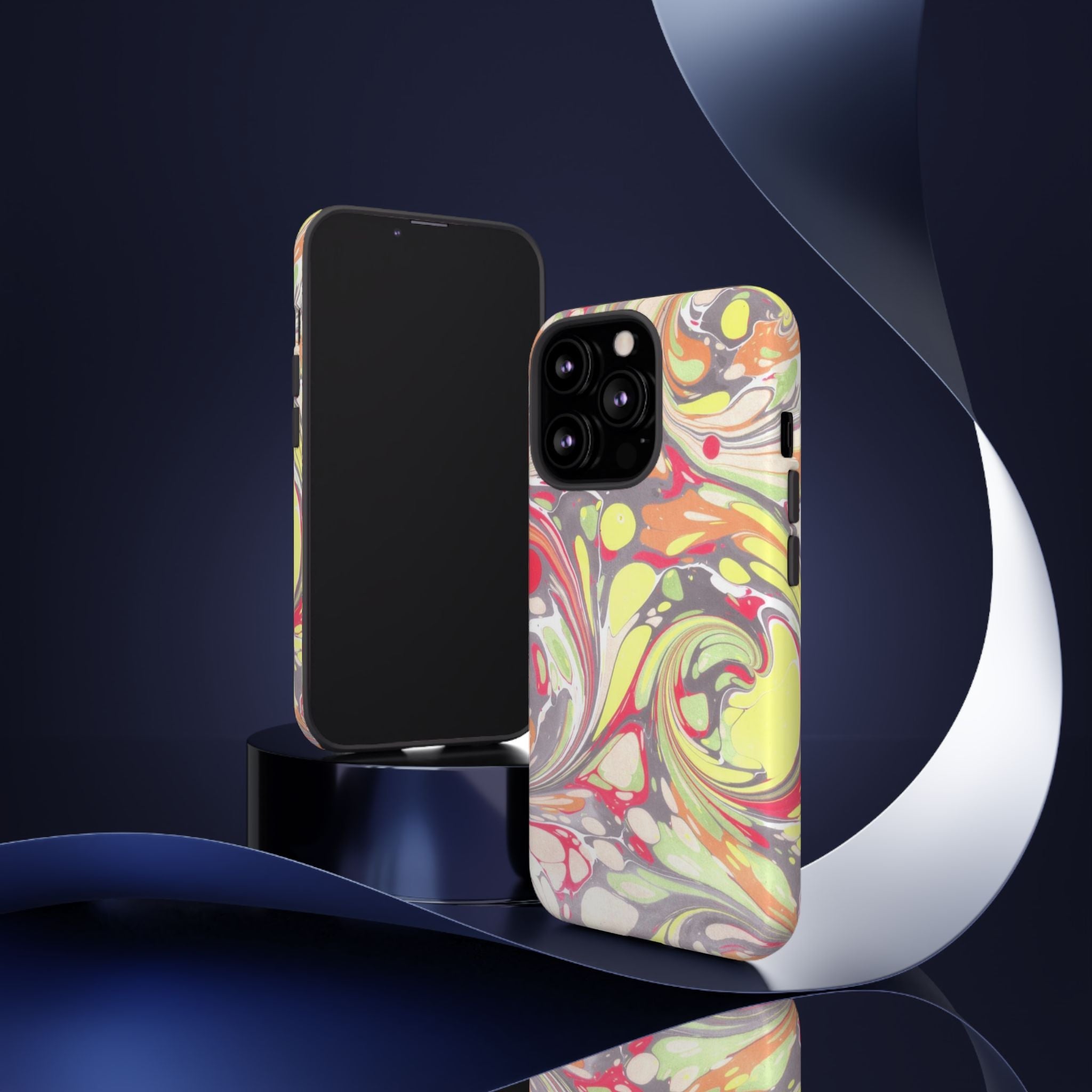 Yellow and Pink Swirl Marbled Italian Phone Case - Dual Layer - Matte or Glossy