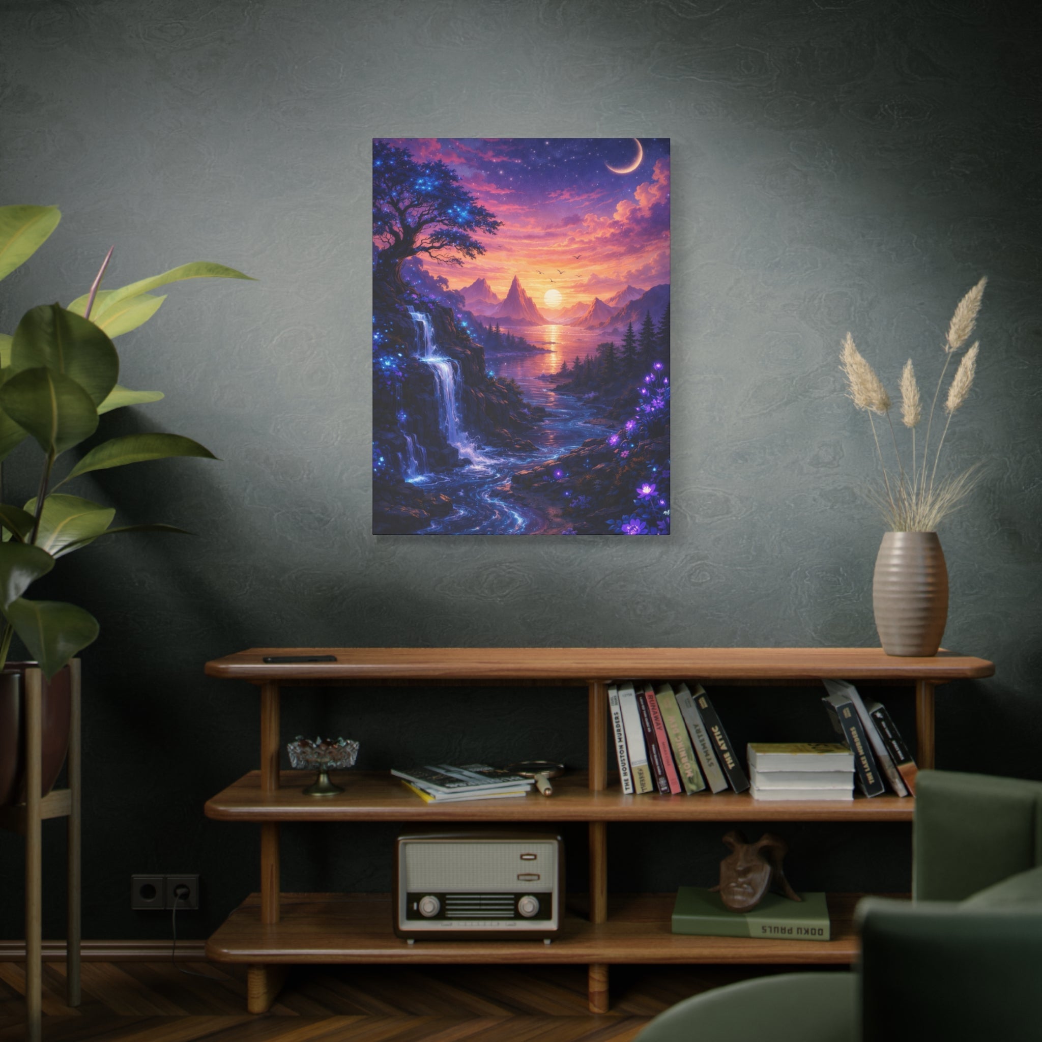 Sunset Fantasy Landscape Canvas Print — Stretched Matte Wall Art