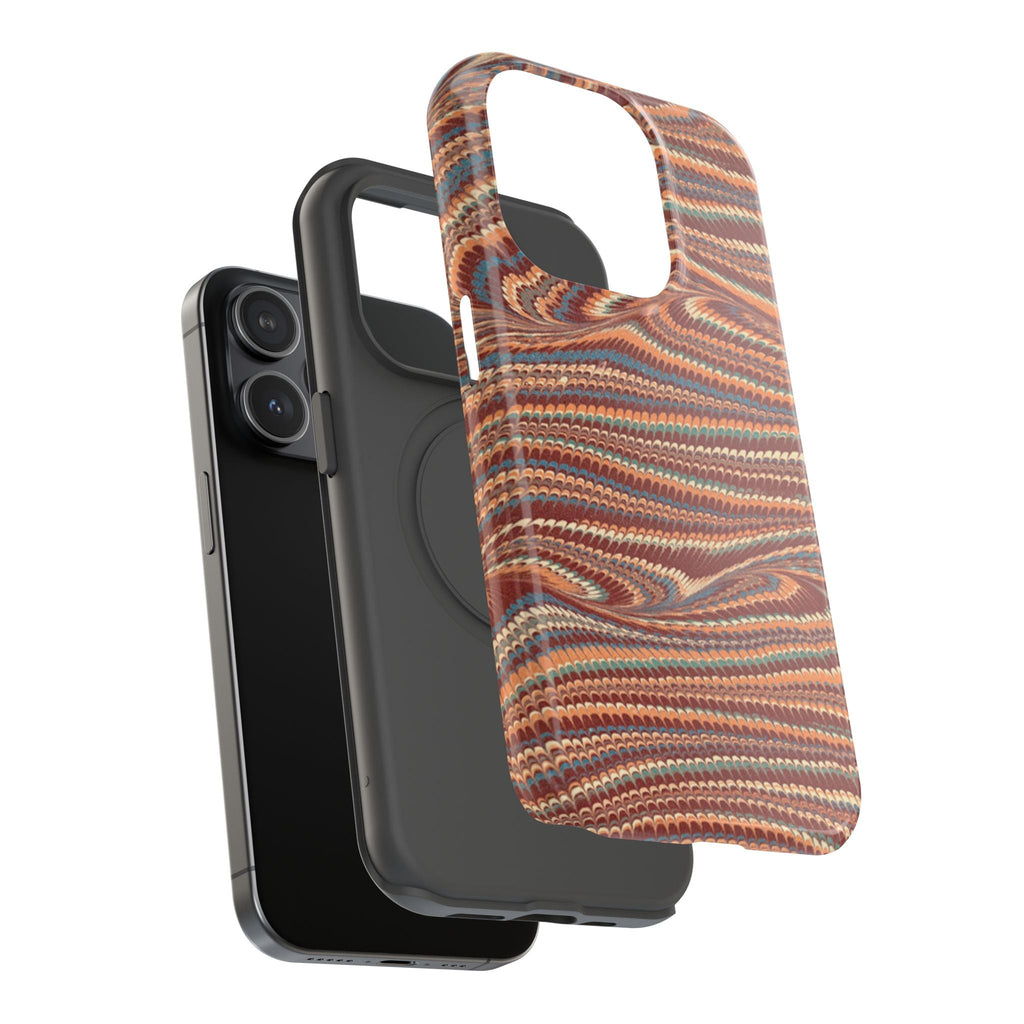 Neutrals Burgundy, Beige, Rust Hues Italian Vintage Marble Design Phone Case for Apple + Samsung