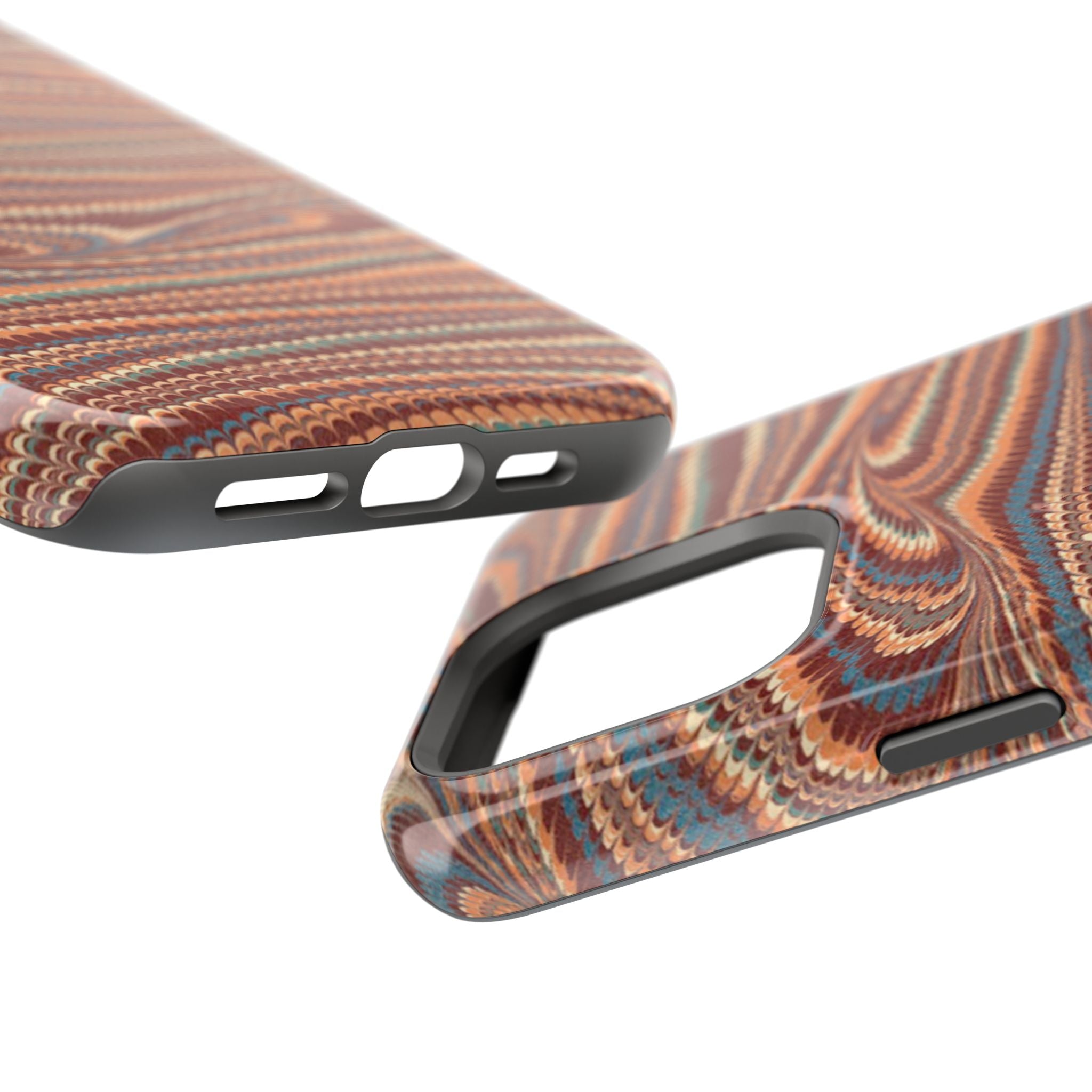 Neutrals Burgundy, Beige, Rust Hues Italian Vintage Marble Design Phone Case for Apple + Samsung