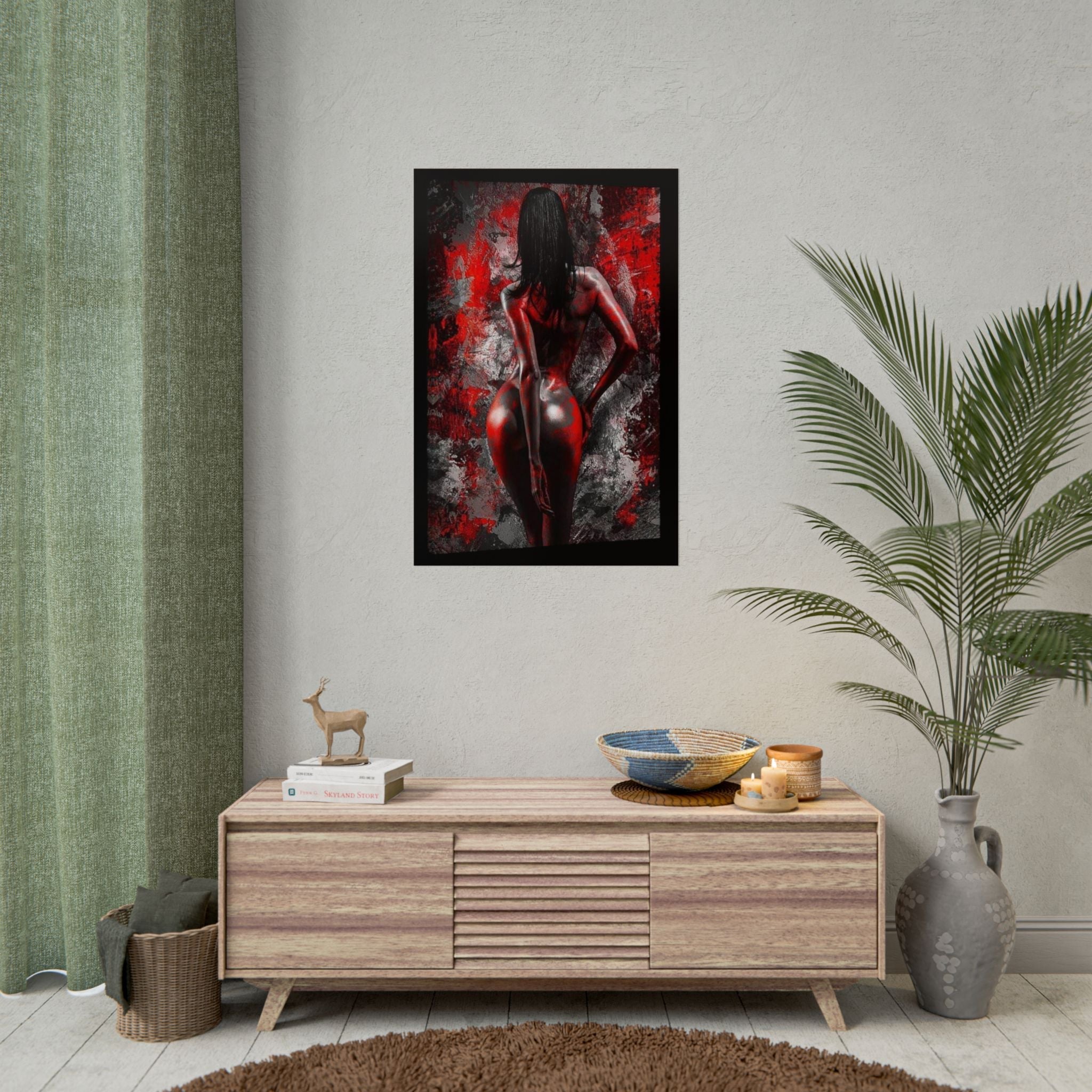 Rolled Poster — Red Noir Female Silhouette Art Print