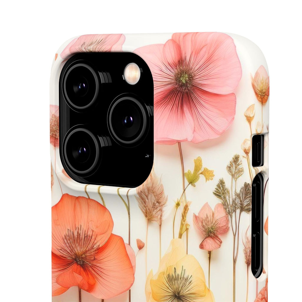 Pink Floral Pressed Flowers - Slim Case