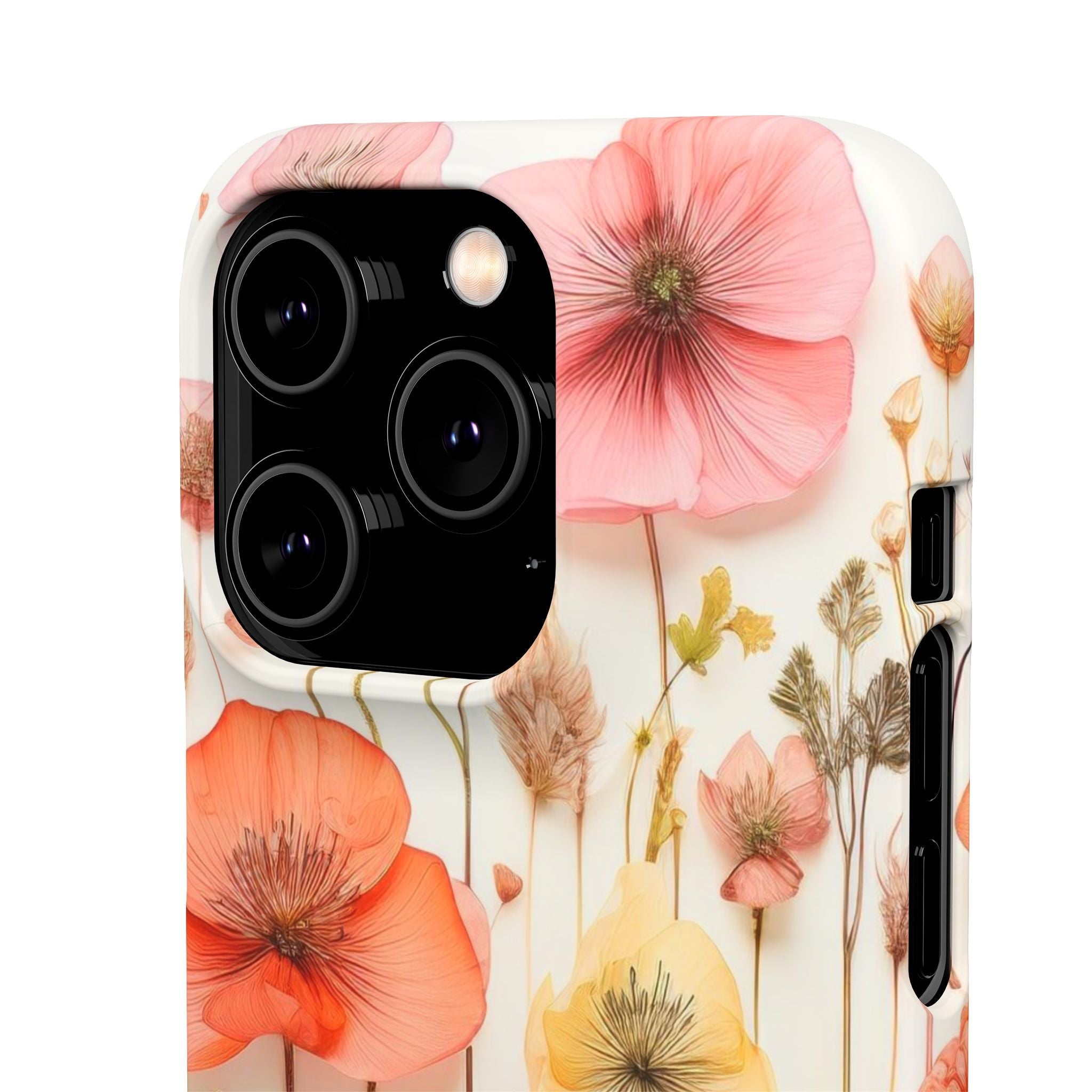 Pink Floral Pressed Flowers - Slim Case