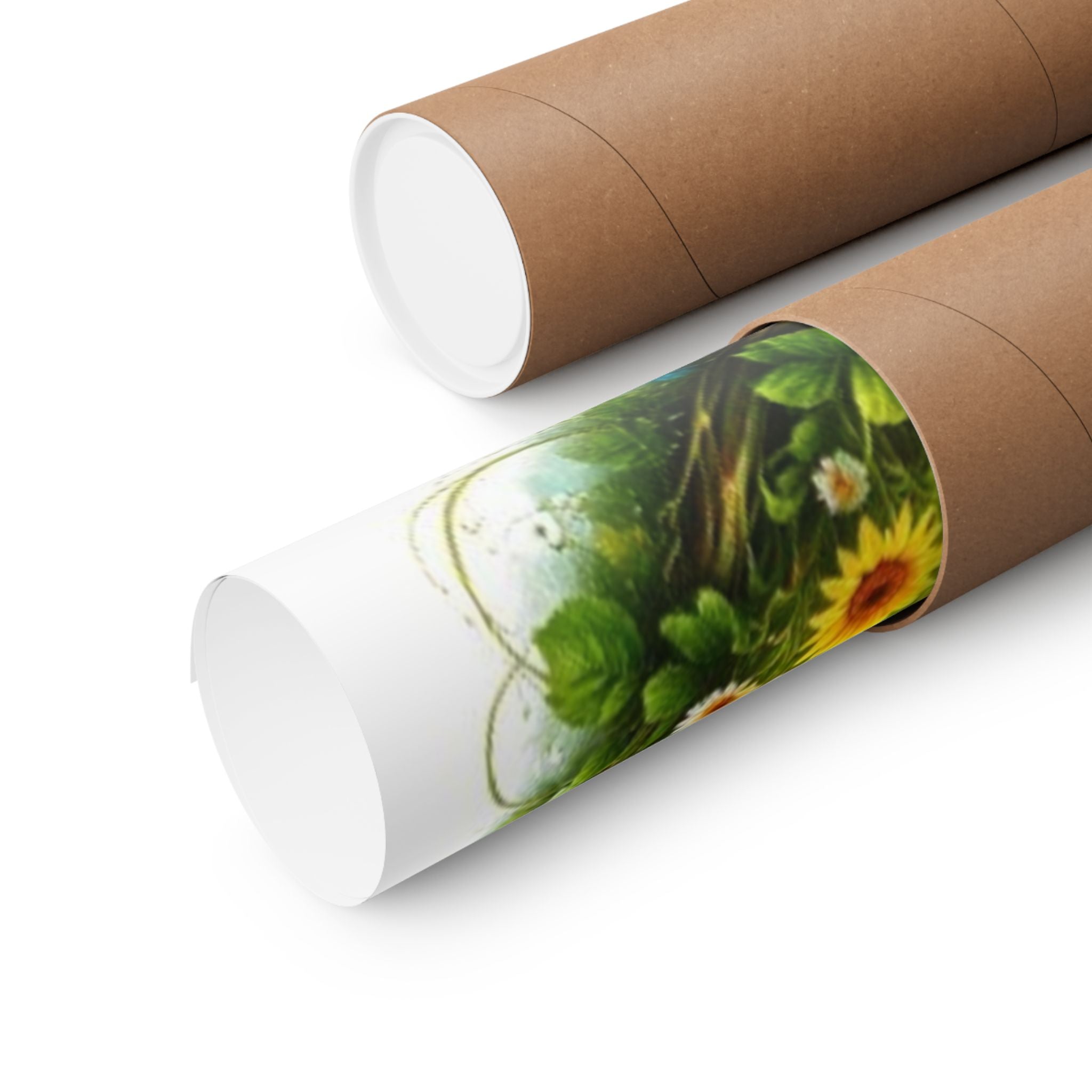 Yin Yang Nature Poster — Scenic Waterfall & Meadow Matte Vertical Print