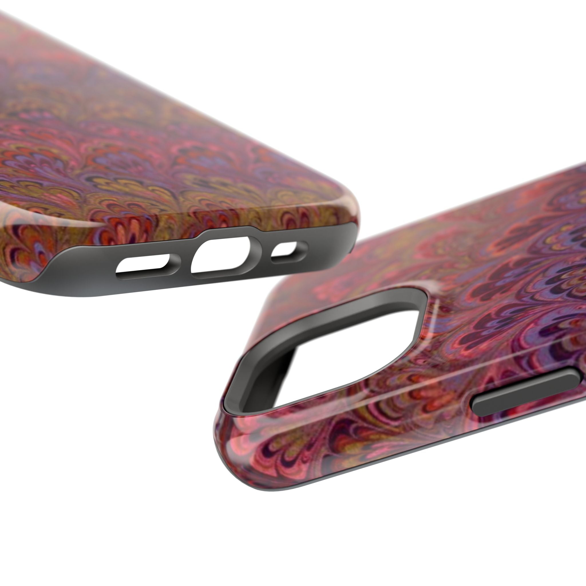 Red, Burgundy, Lavender Italian Peacock Feather Design Phone Case