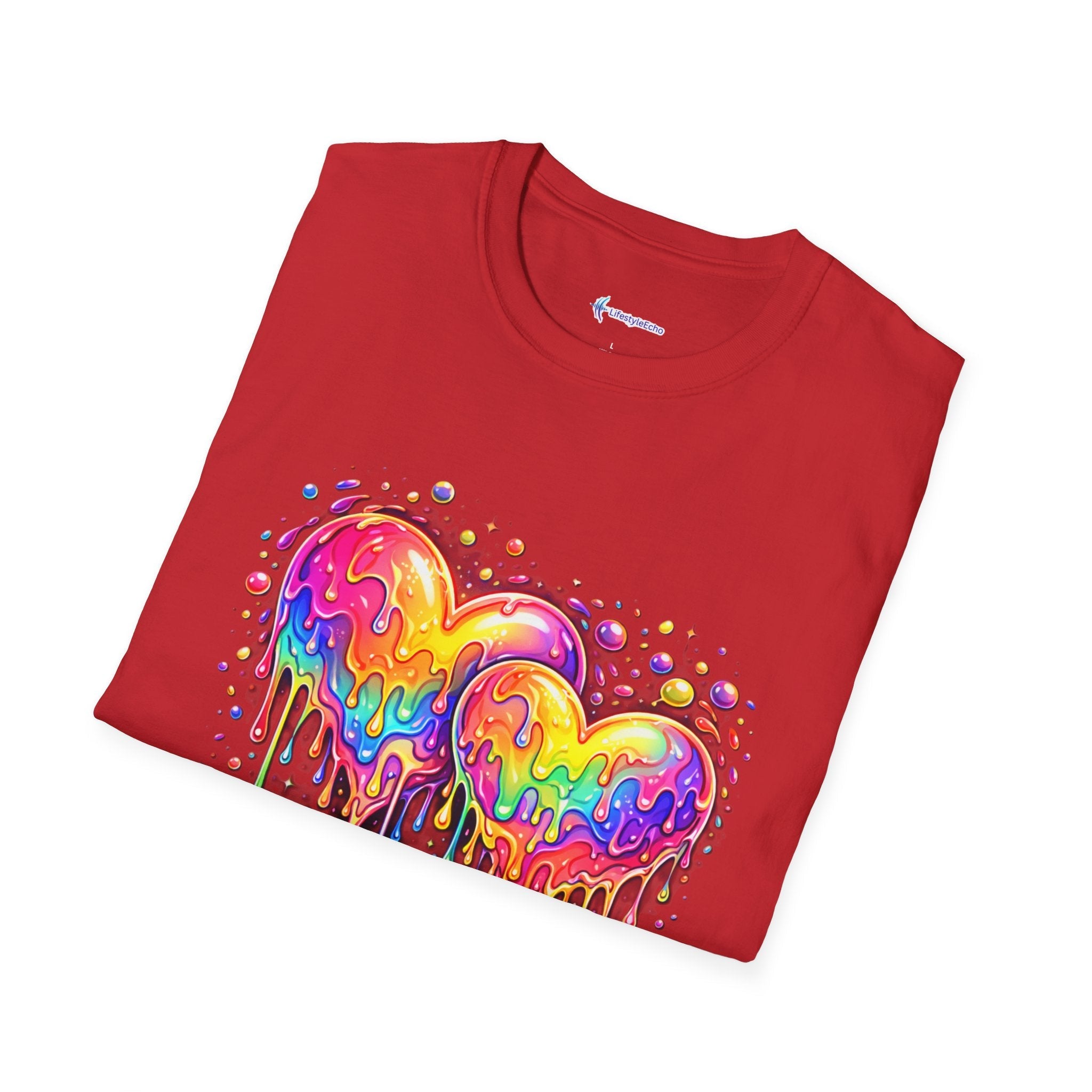 Melting Hearts Tee - Vibrant Double Heart Graphic T-Shirt