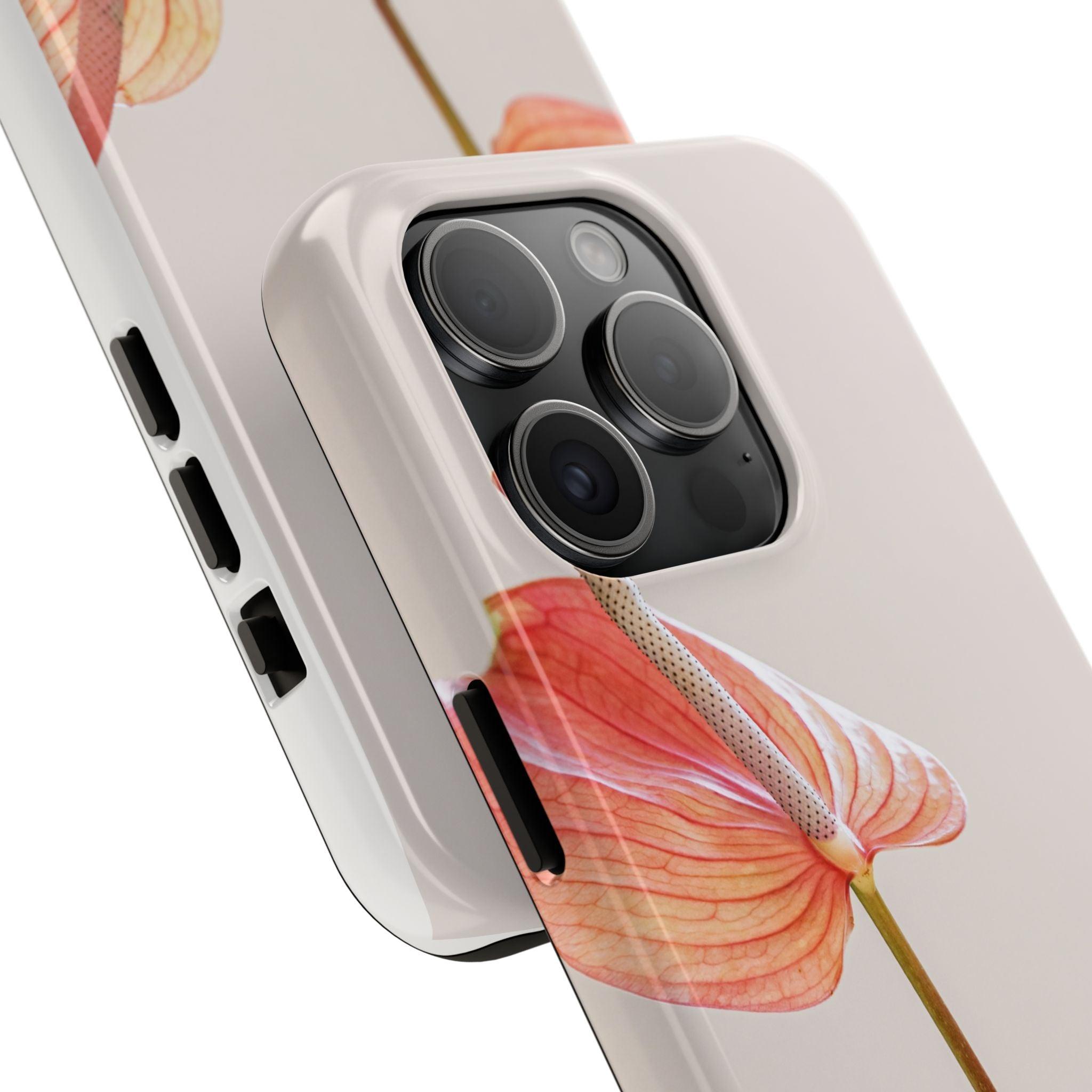 Orange Flower with Leaves Tough Phone Cases