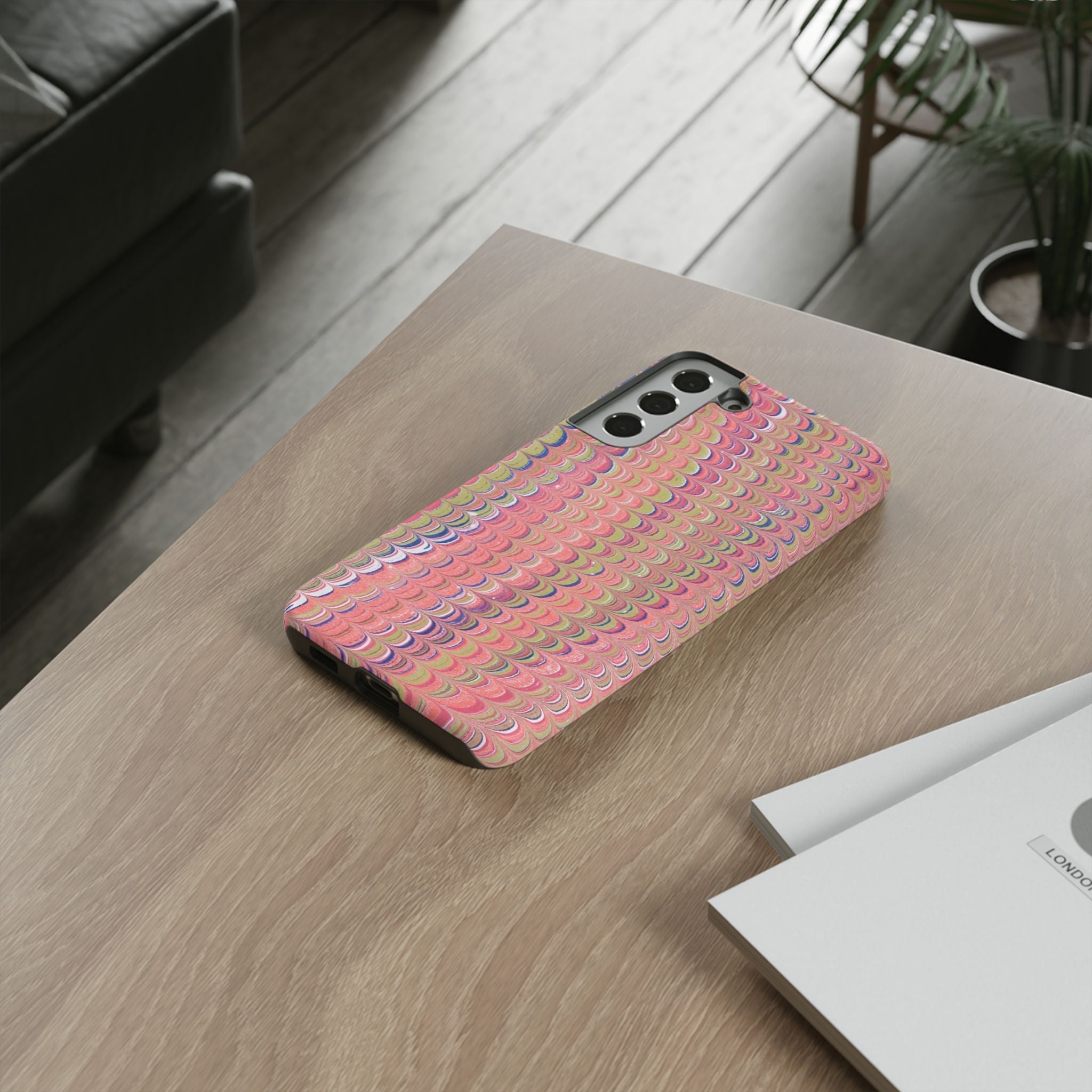 Pink Pastels Feather Marbled Vintage Design iPhone 16 + Samsung + Apple + Google - all models