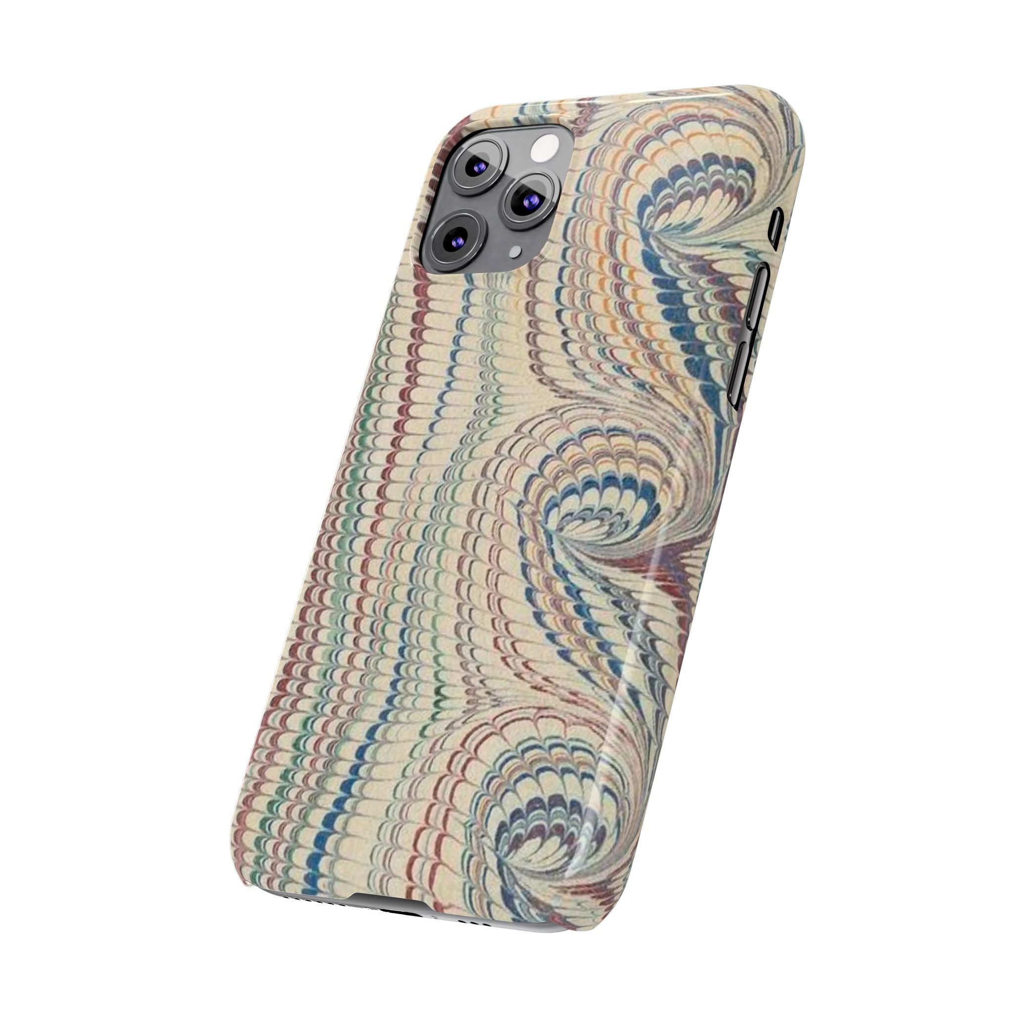 Italian Vintage Marbled Paper Design on iPhone Cases, Artistic Protection for Your Device in Elegant Beige, Blue, Burgundy