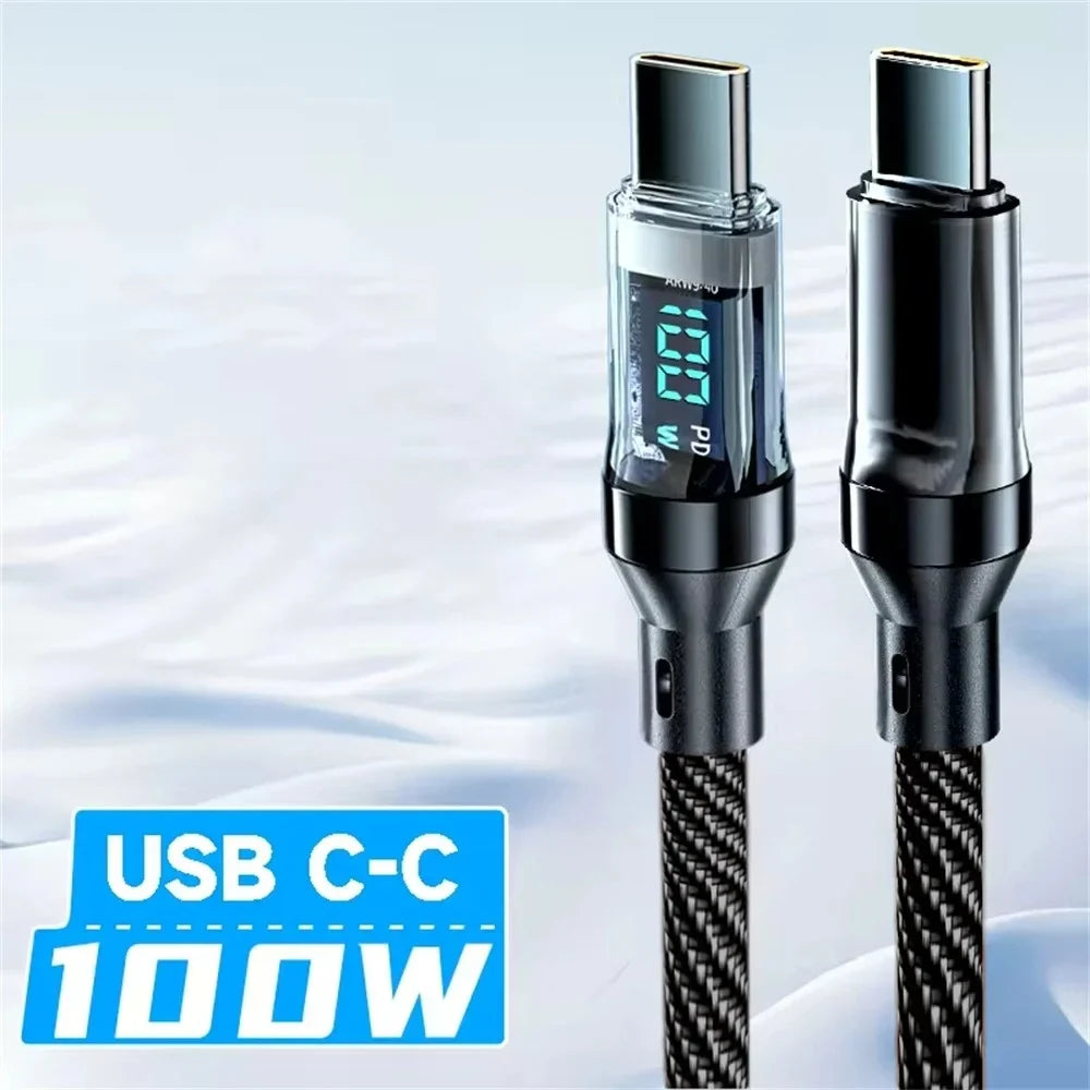 NNBILI 120W A-C and C-C Phone Super Fast Charging Cable with LED display screen, not compatible Xiaomi iPhone、 Samsung