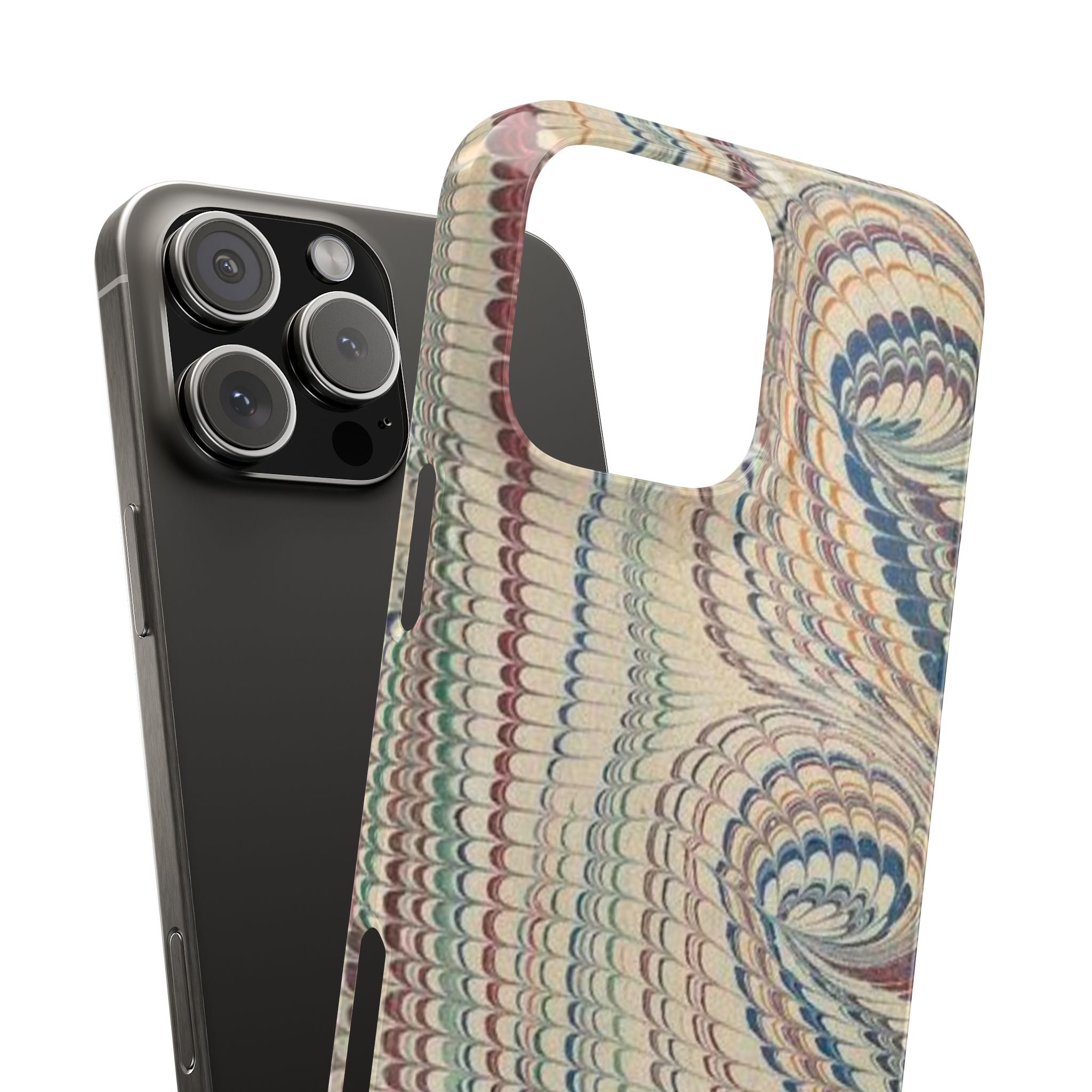 Italian Vintage Marbled Paper Design on iPhone Cases, Artistic Protection for Your Device in Elegant Beige, Blue, Burgundy