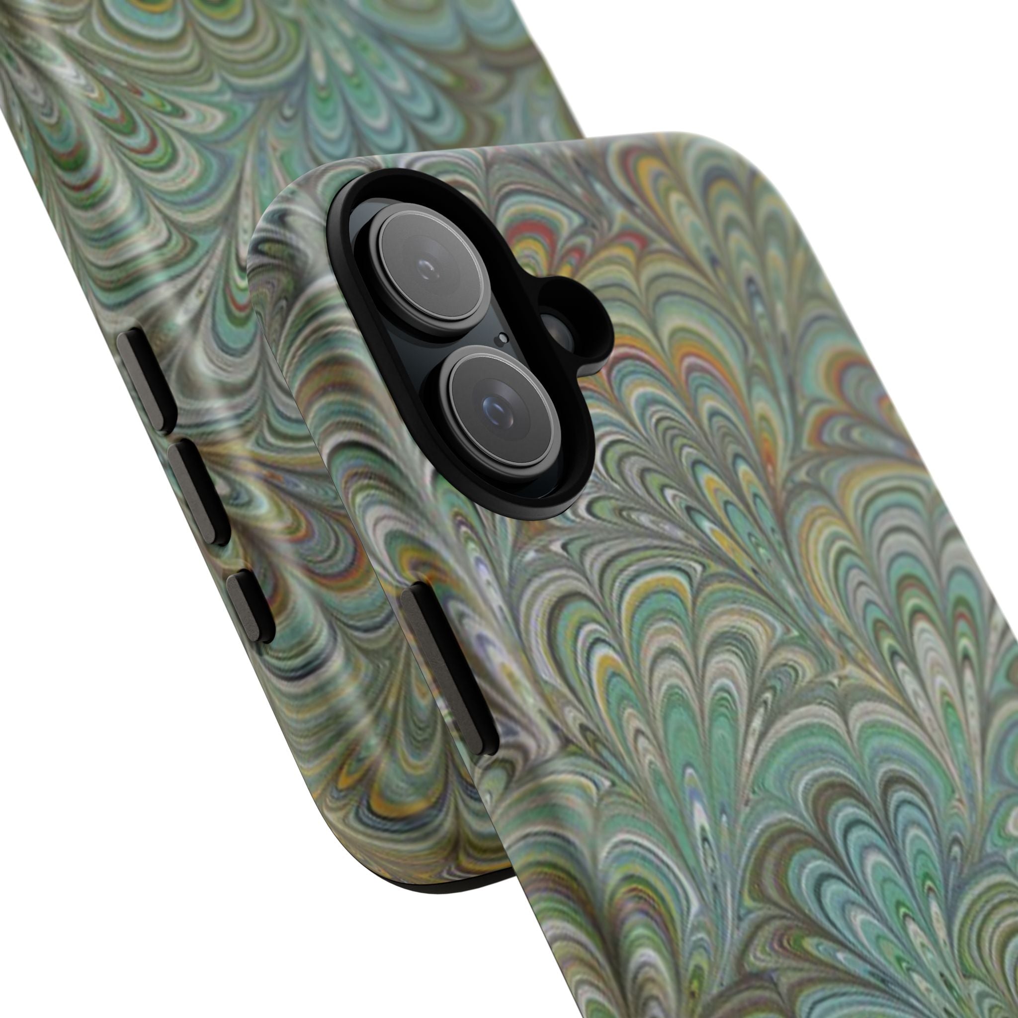 Green Marbled Peacock Durable Phone Case - Matte or Glossy