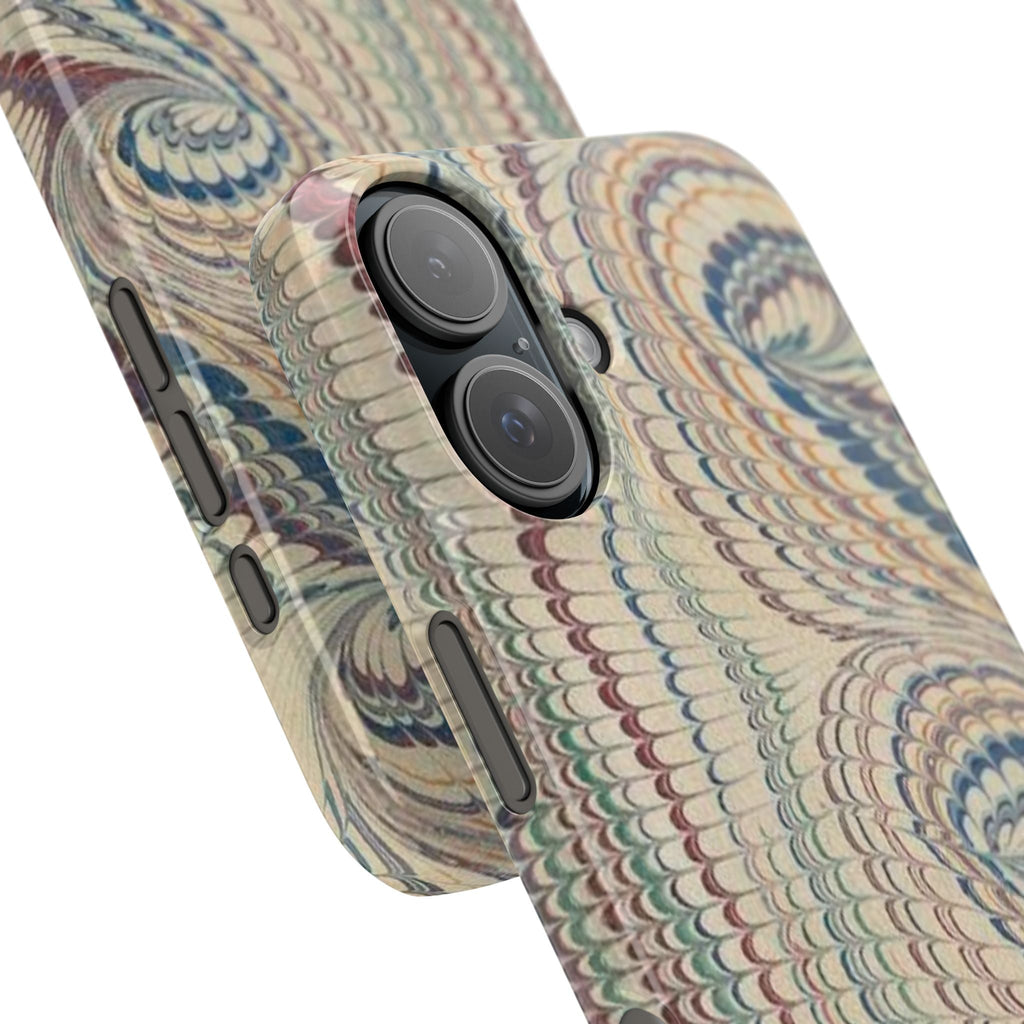 Italian Vintage Marbled Paper Design on iPhone Cases, Artistic Protection for Your Device in Elegant Beige, Blue, Burgundy