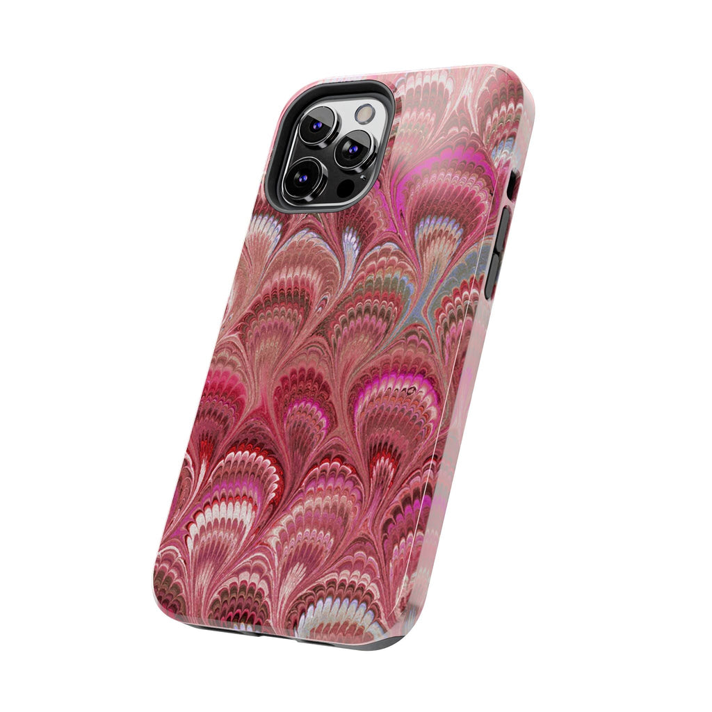 Pink Peacock Marble Italian Tough Phone Case — Durable Marbled Phone Case