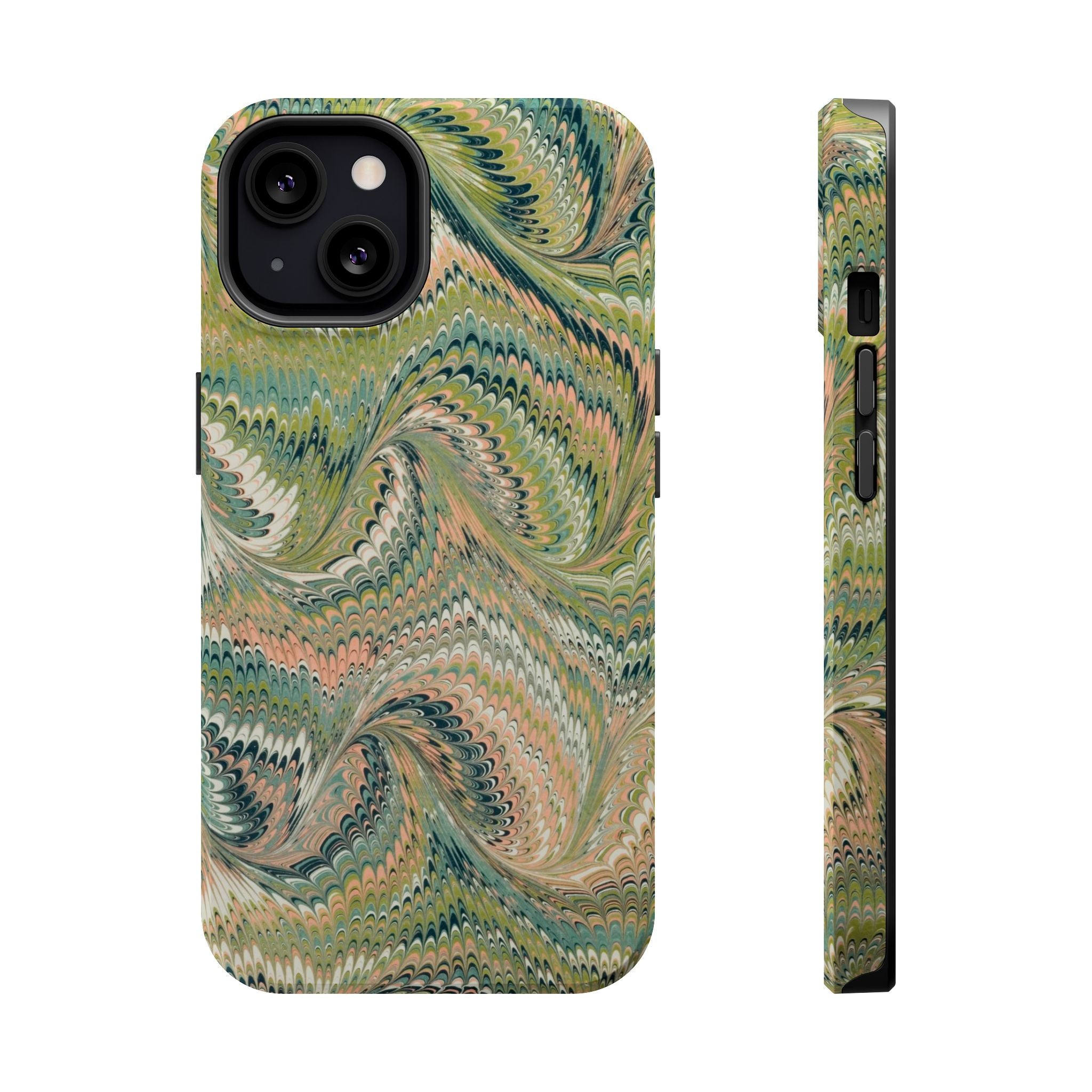 Green Pastel Italian Marble Design Magnetic MAG SAFE High Impact iPhone Cases