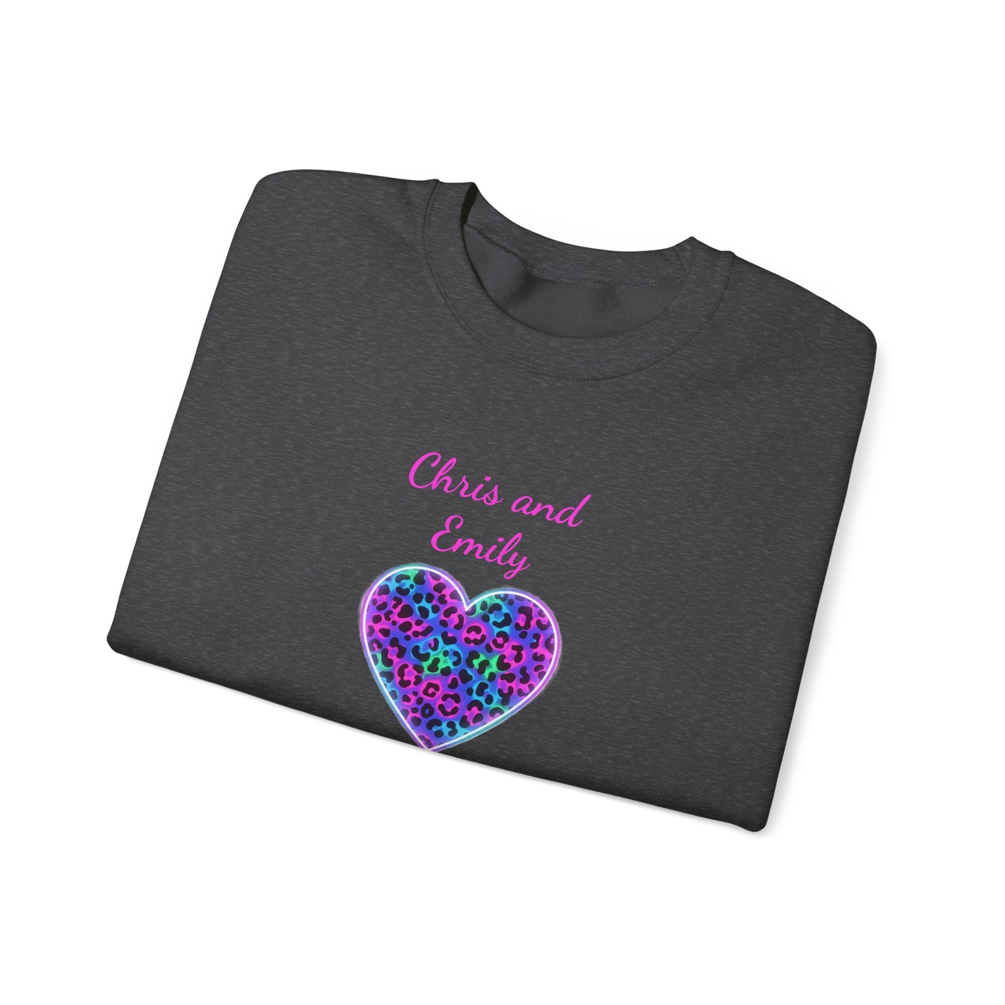 Personalized Heart Crewneck Sweatshirt - Customizable Couple Pullover