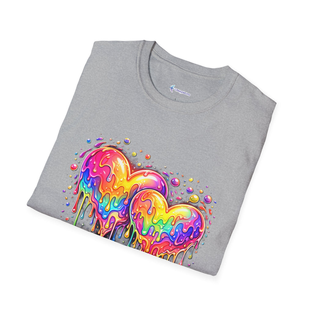 Melting Hearts Tee - Vibrant Double Heart Graphic T-Shirt