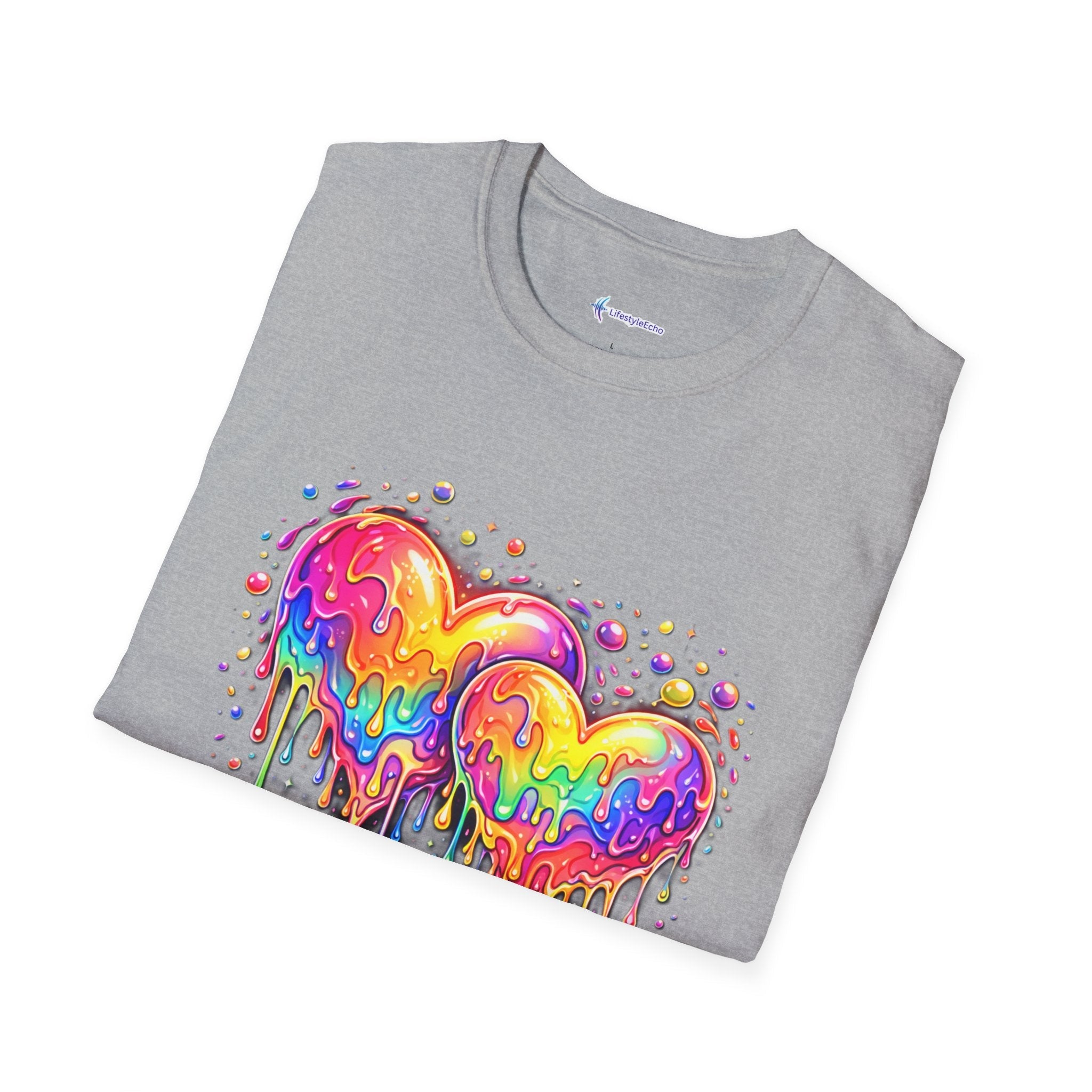 Melting Hearts Tee - Vibrant Double Heart Graphic T-Shirt