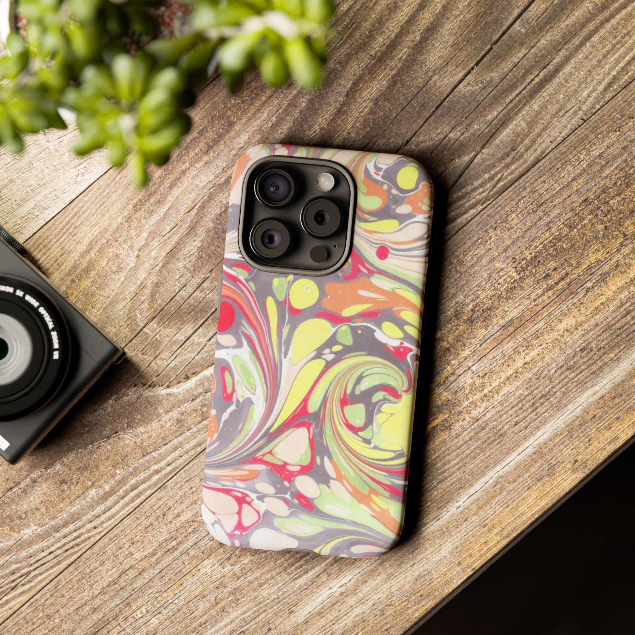 Yellow and Pink Swirl Marbled Italian Phone Case - Dual Layer - Matte or Glossy