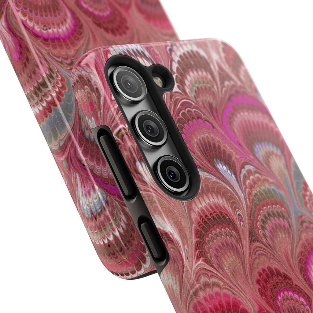 Pink Peacock Marble Italian Tough Phone Case — Durable Marbled Phone Case
