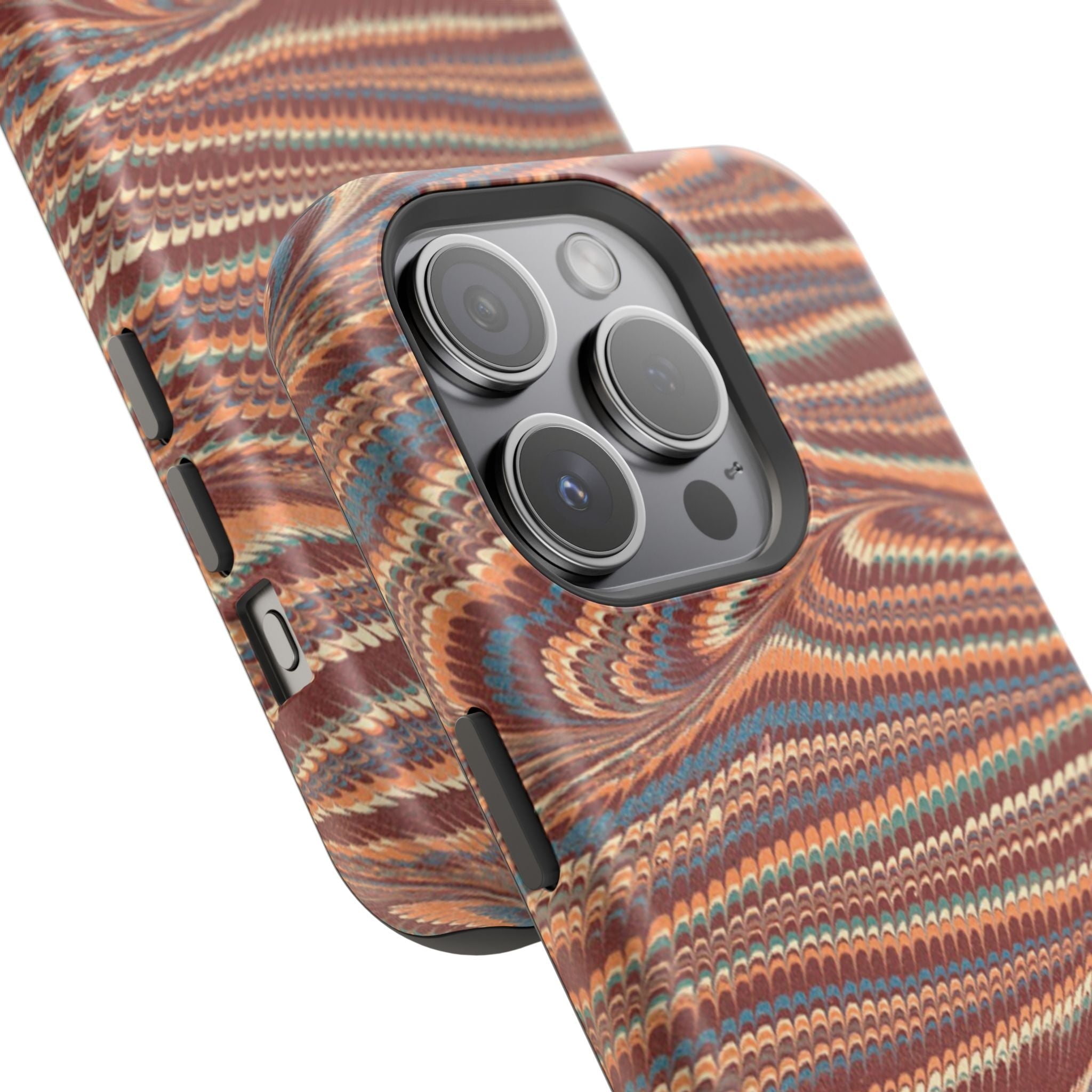 Neutrals Burgundy, Beige, Rust Hues Italian Vintage Marble Design Phone Case for Apple + Samsung
